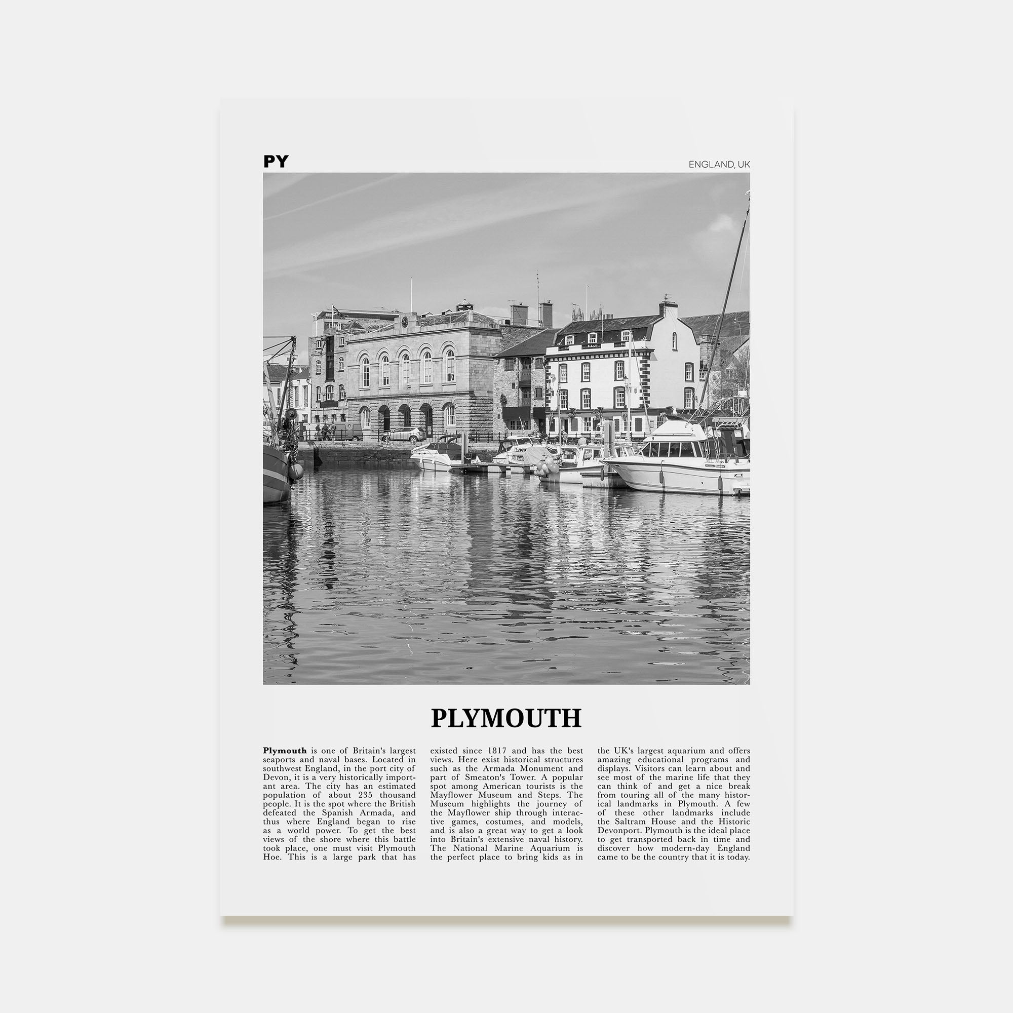 Plymouth Travel B&W Poster