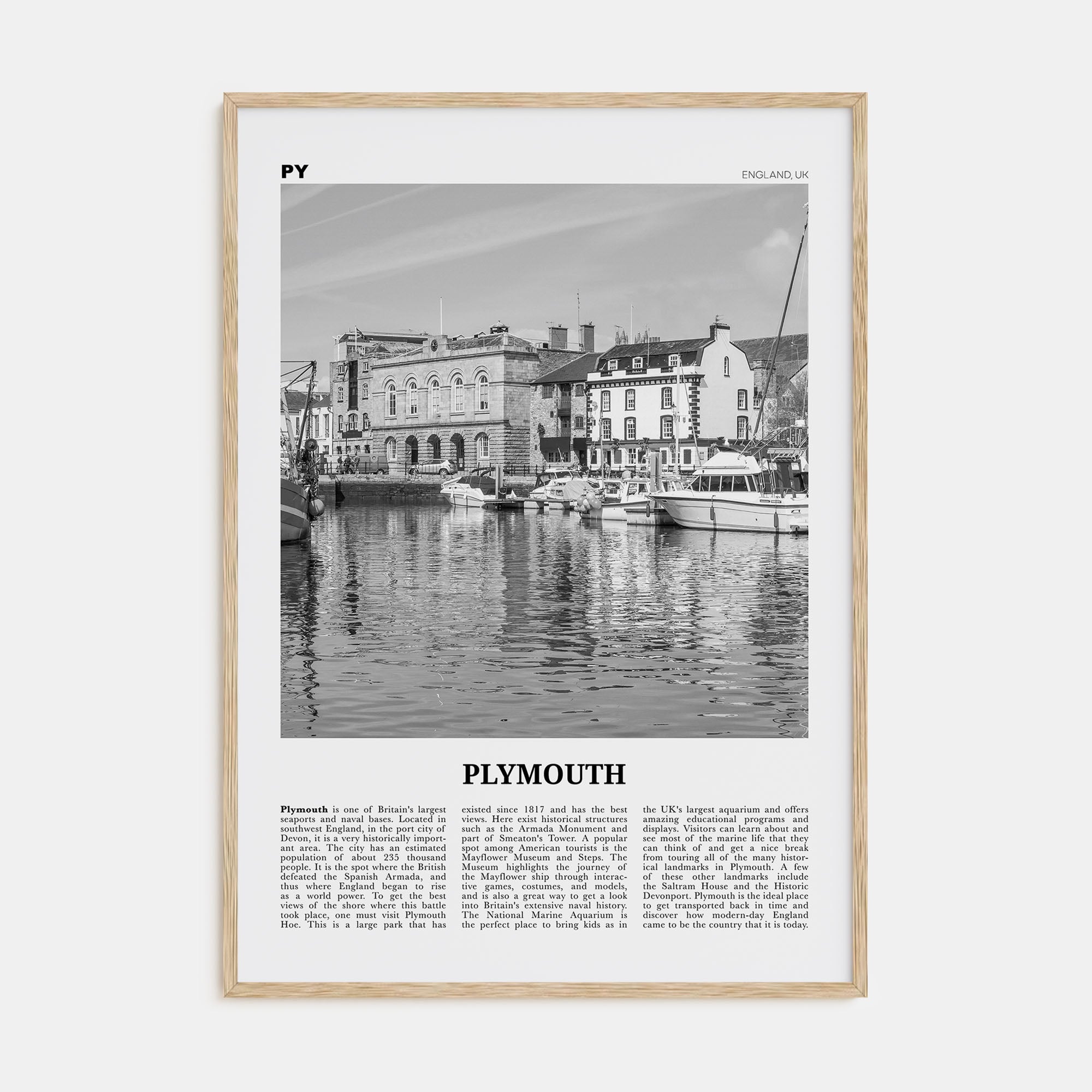Plymouth Travel B&W Poster