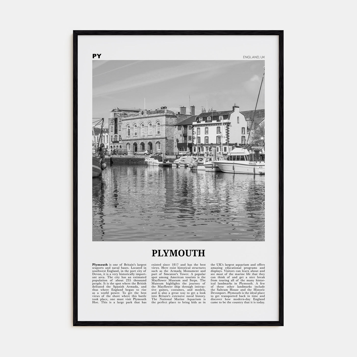 Plymouth Travel B&W Poster
