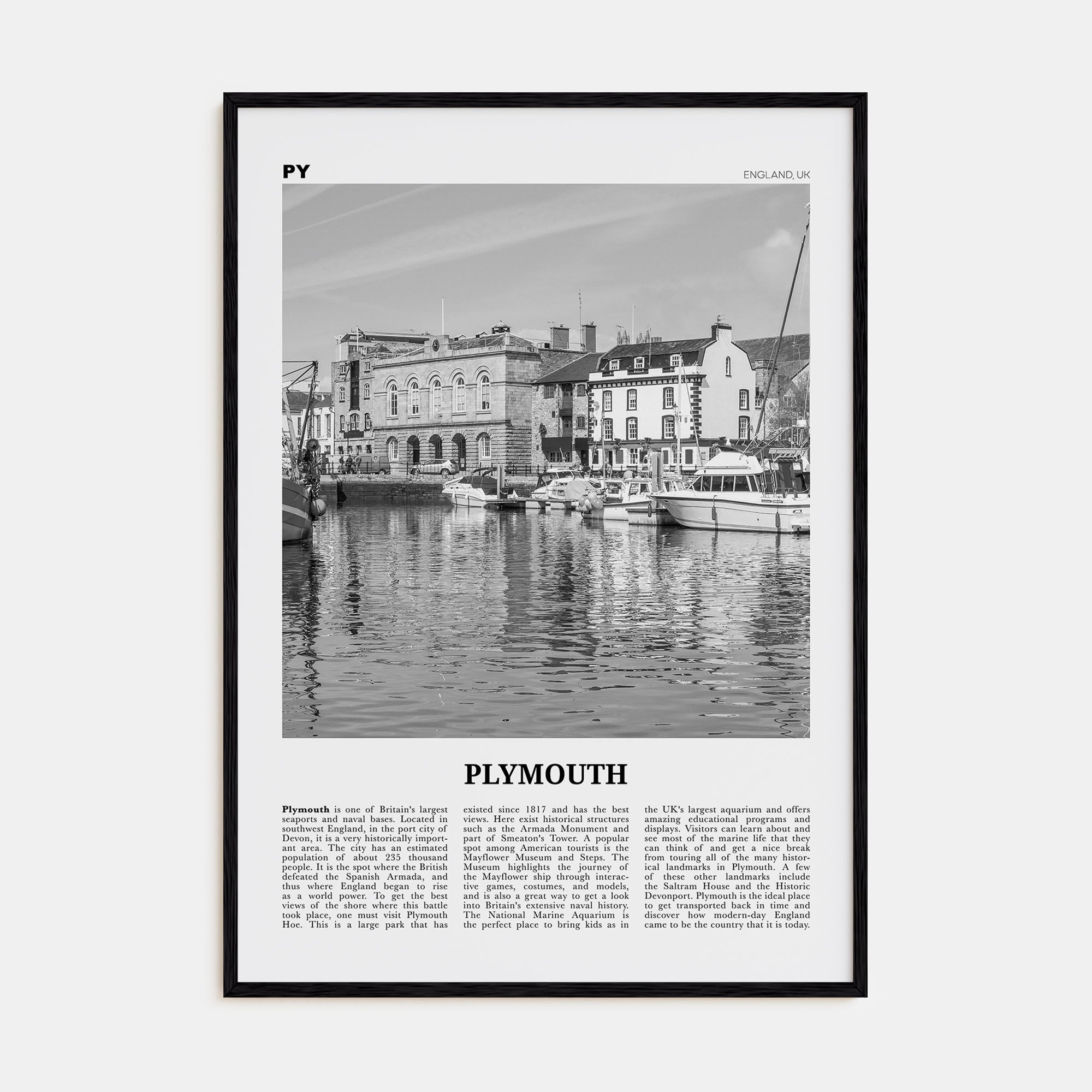 Plymouth Travel B&W Poster