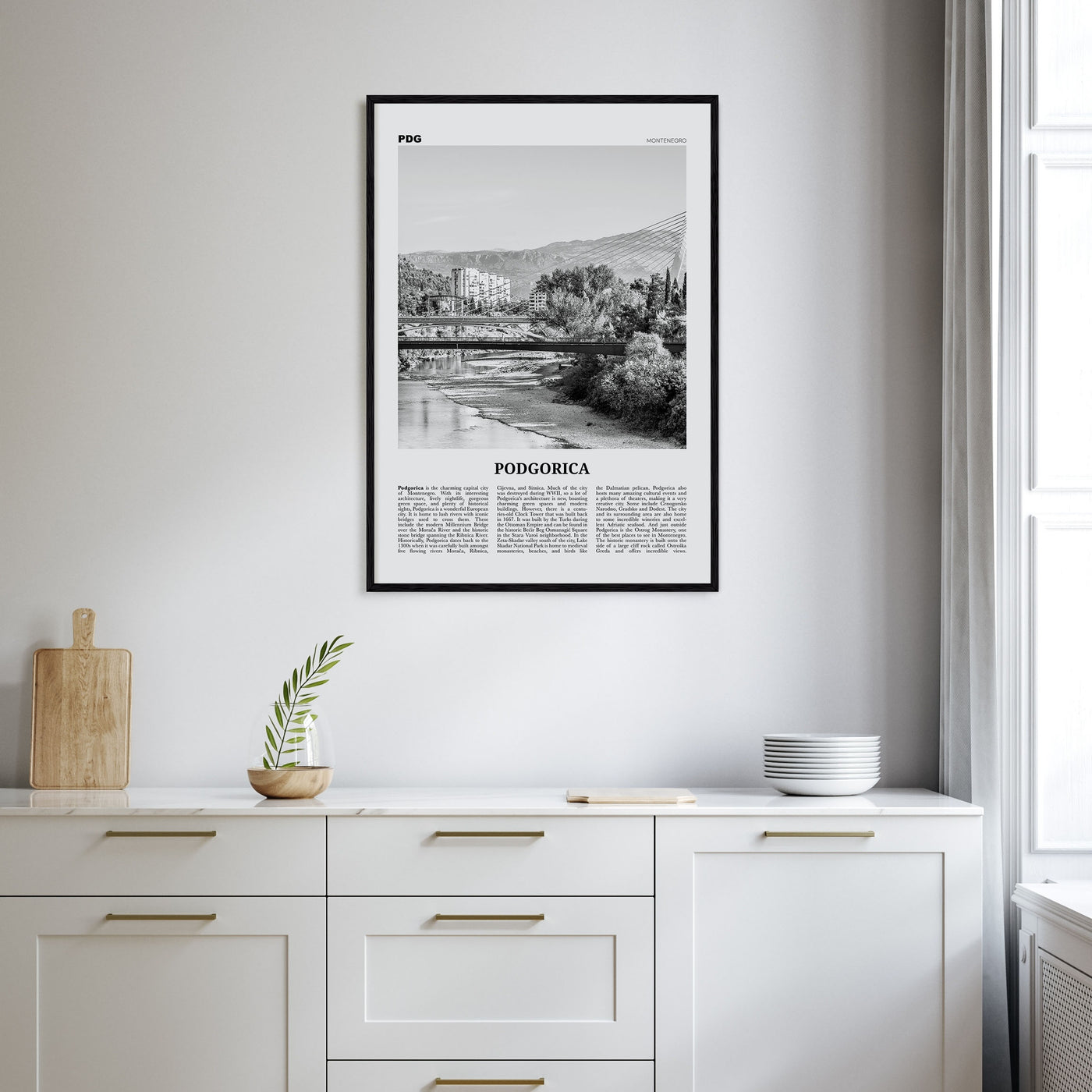 Podgorica Travel B&W Poster