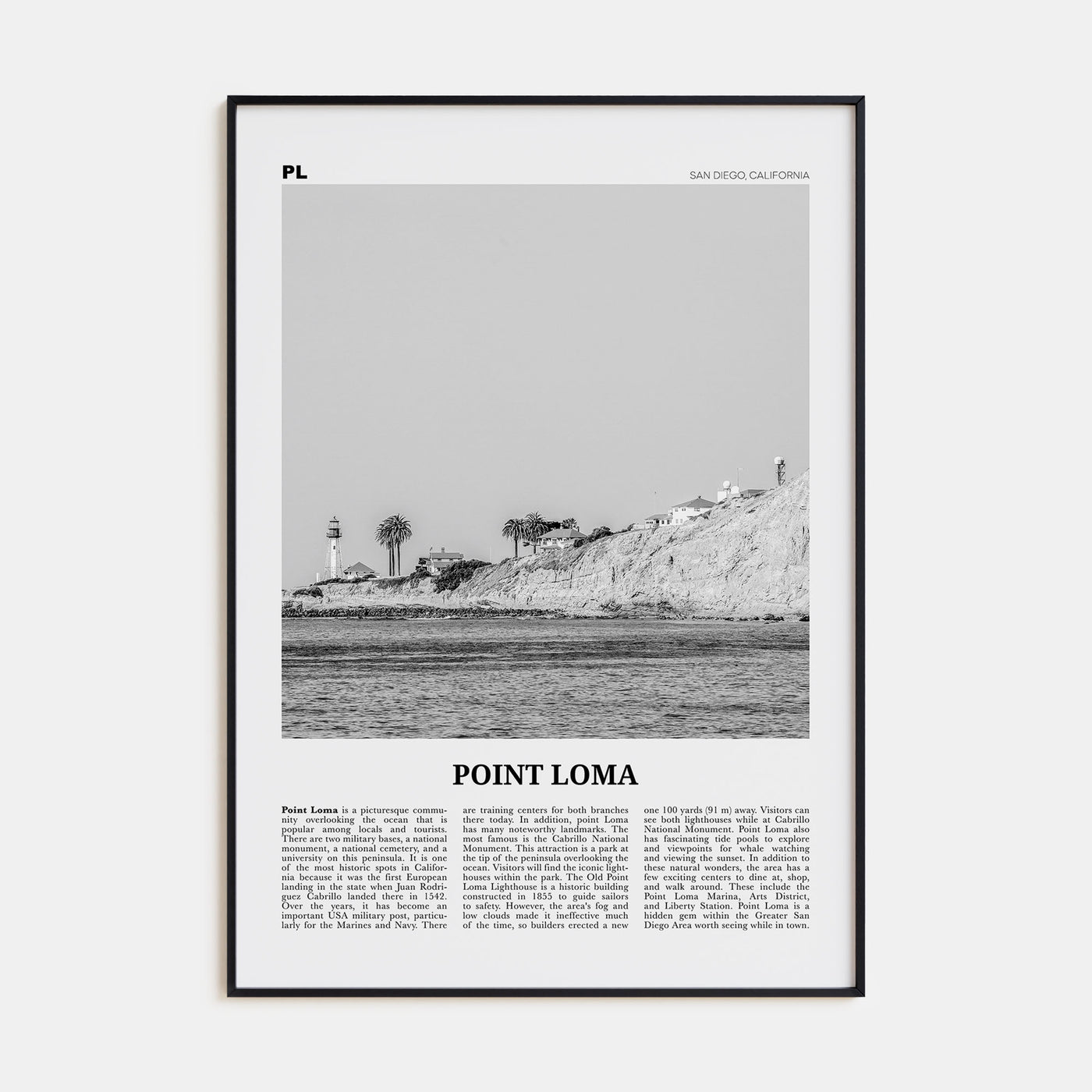 Point Loma Travel B&W Poster