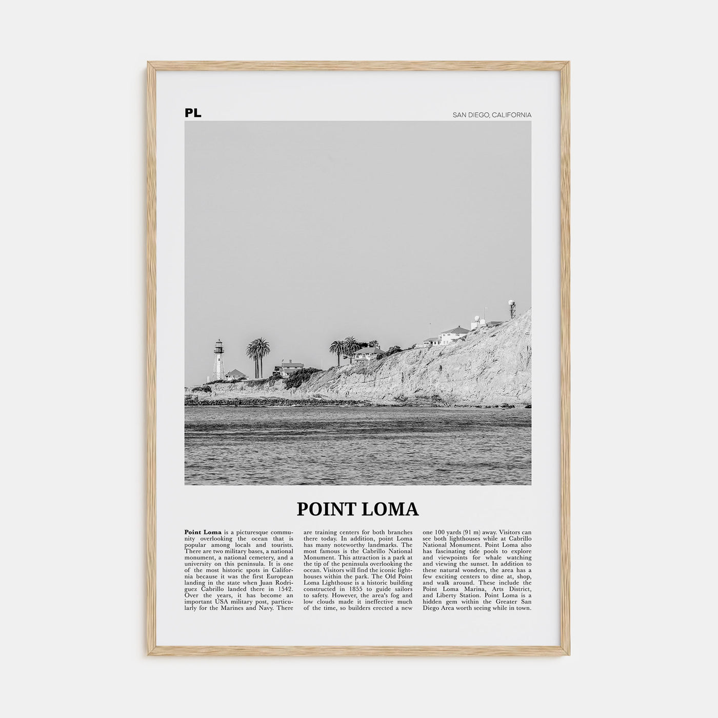 Point Loma Travel B&W Poster
