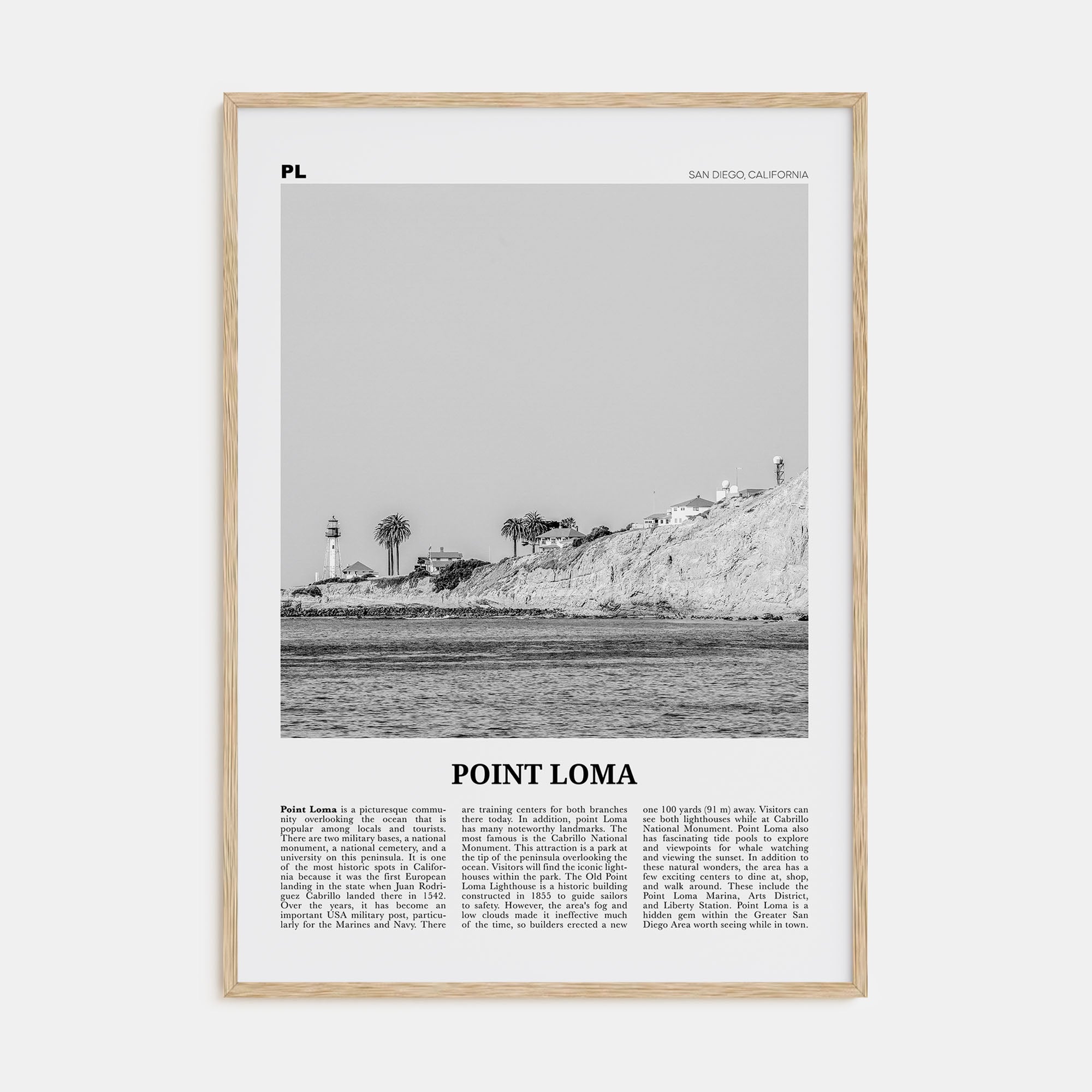 Point Loma Travel B&W Poster
