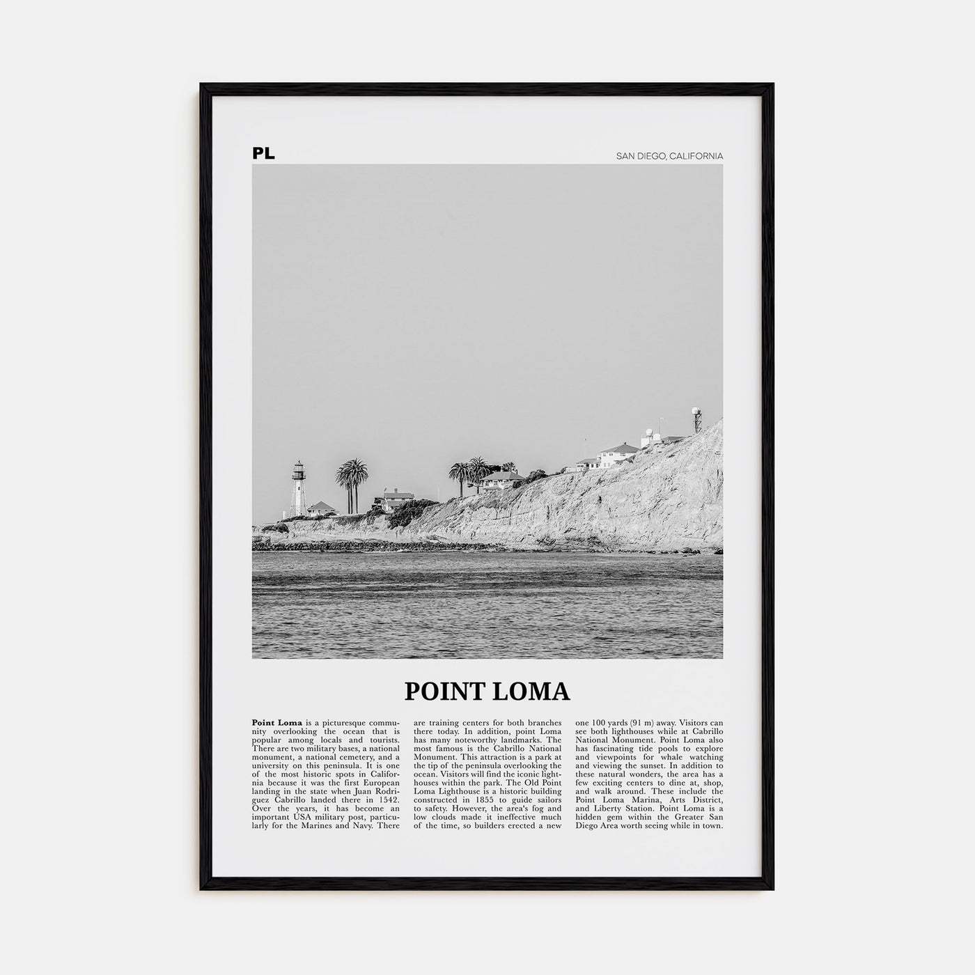 Point Loma Travel B&W Poster