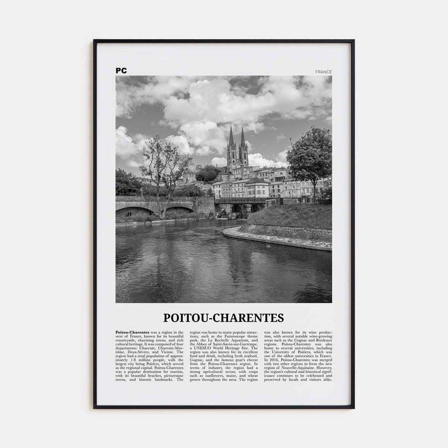 Poitou-Charentes Travel B&W Poster