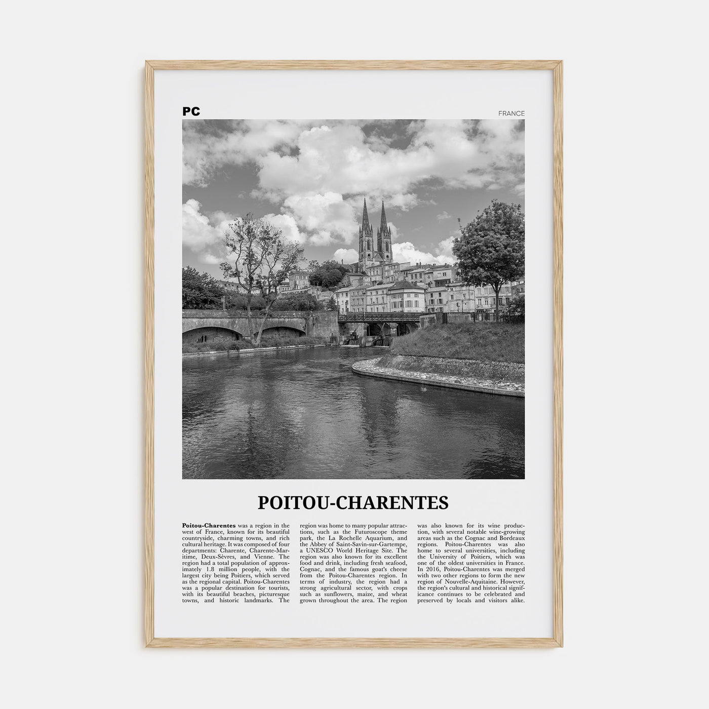 Poitou-Charentes Travel B&W Poster