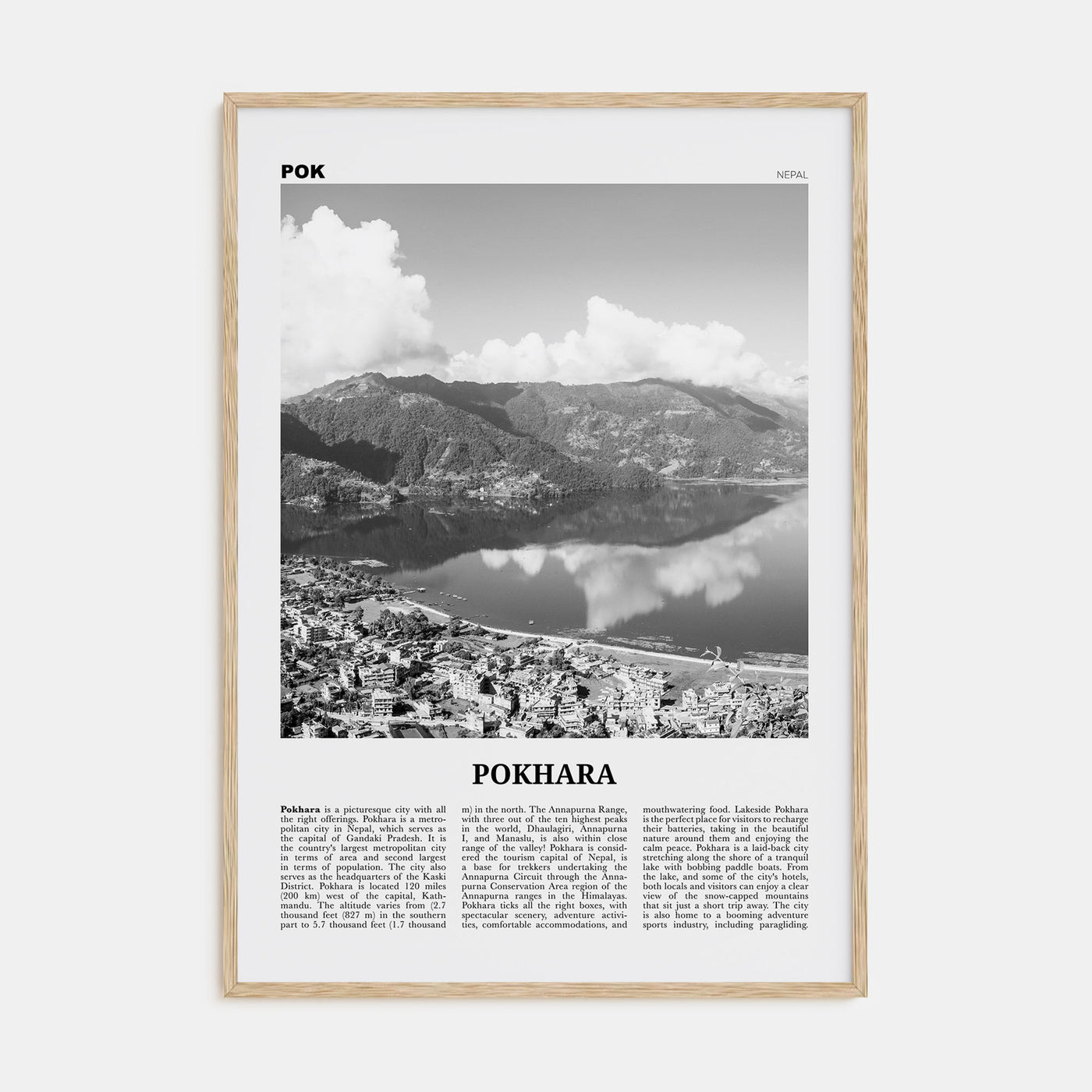 Pokhara Travel B&W Poster