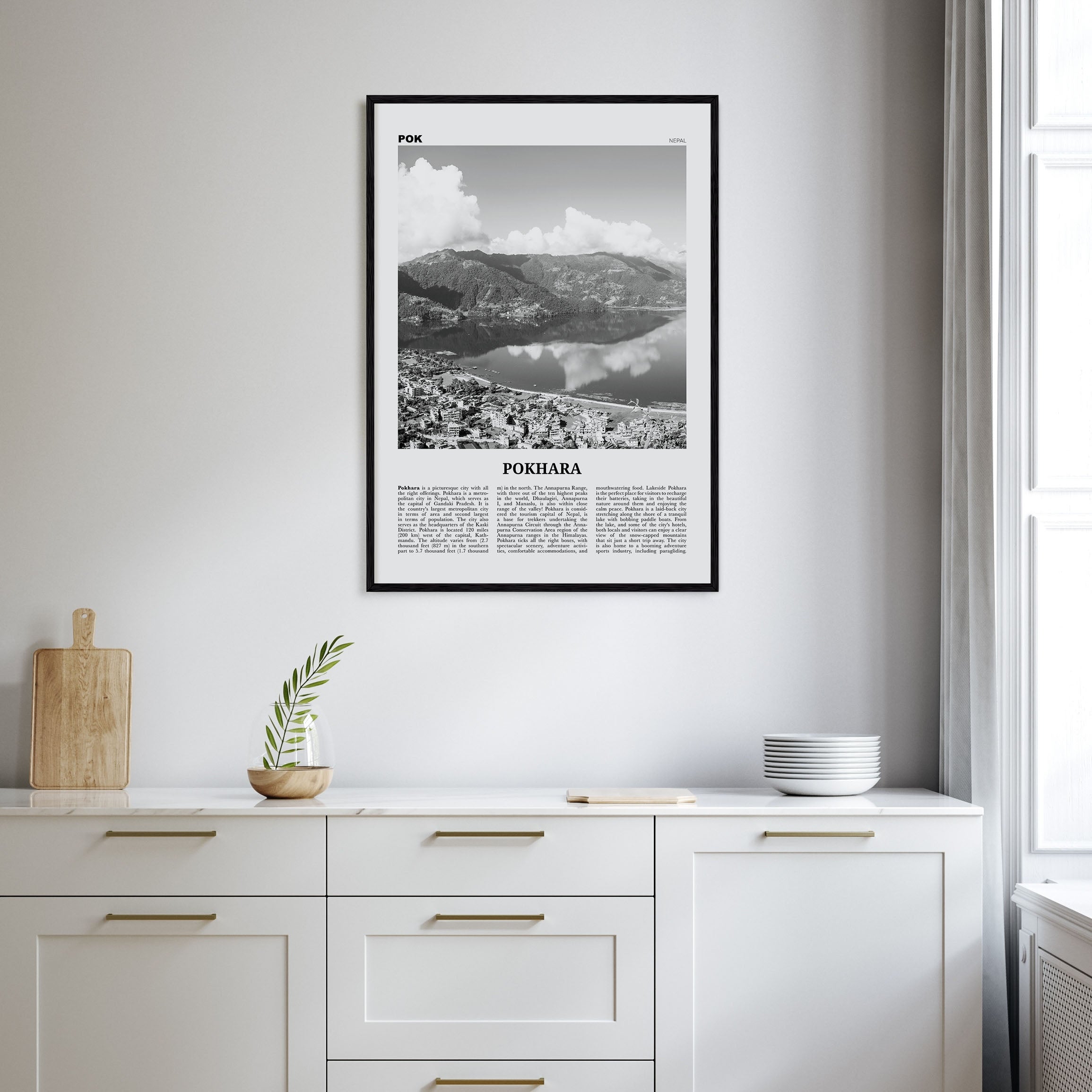 Pokhara Travel B&W Poster