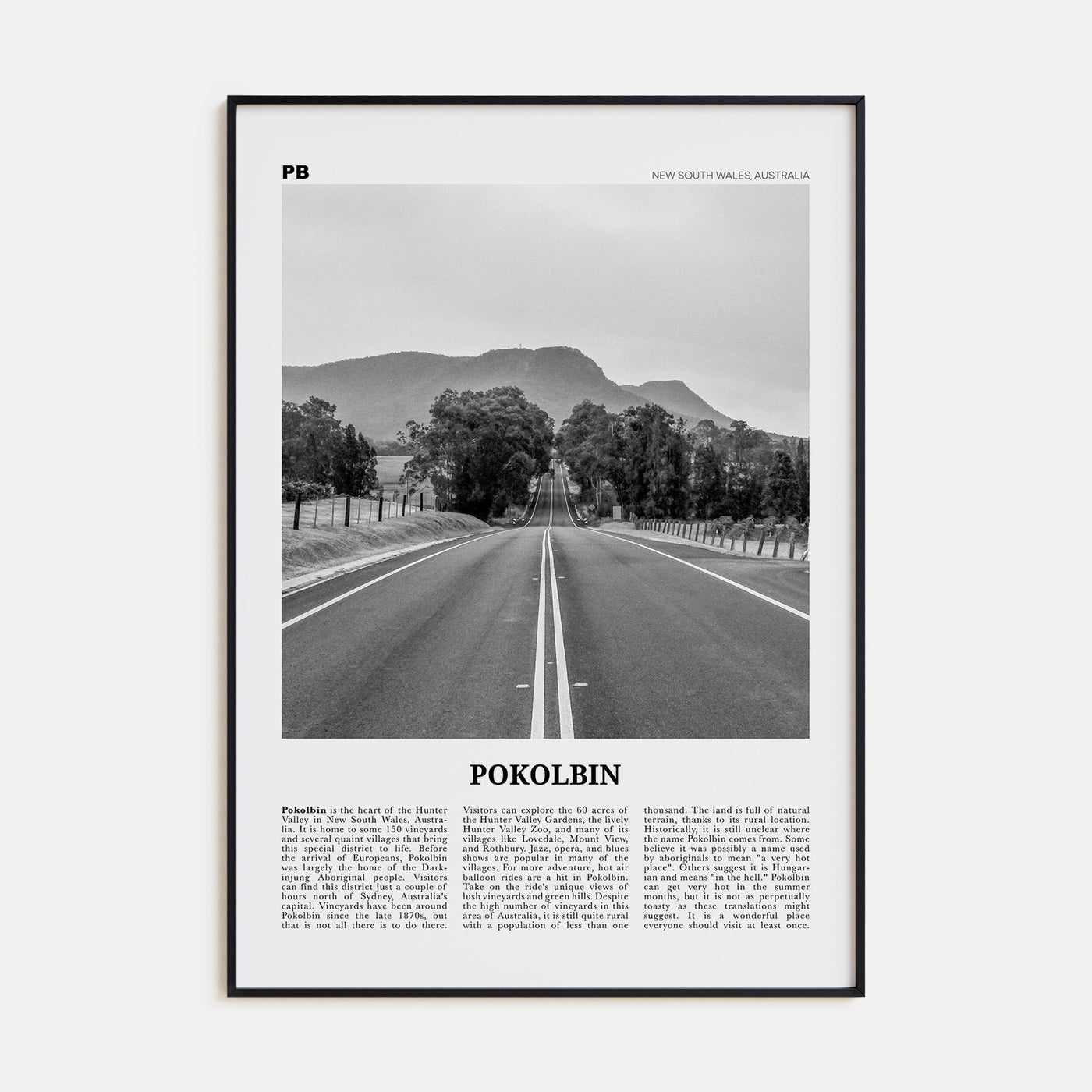 Pokolbin Travel B&W Poster