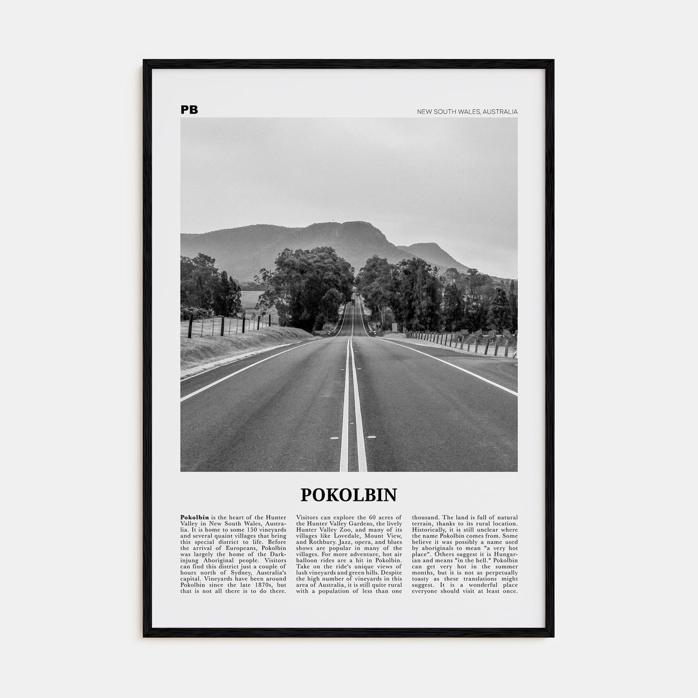 Pokolbin Travel B&W Poster