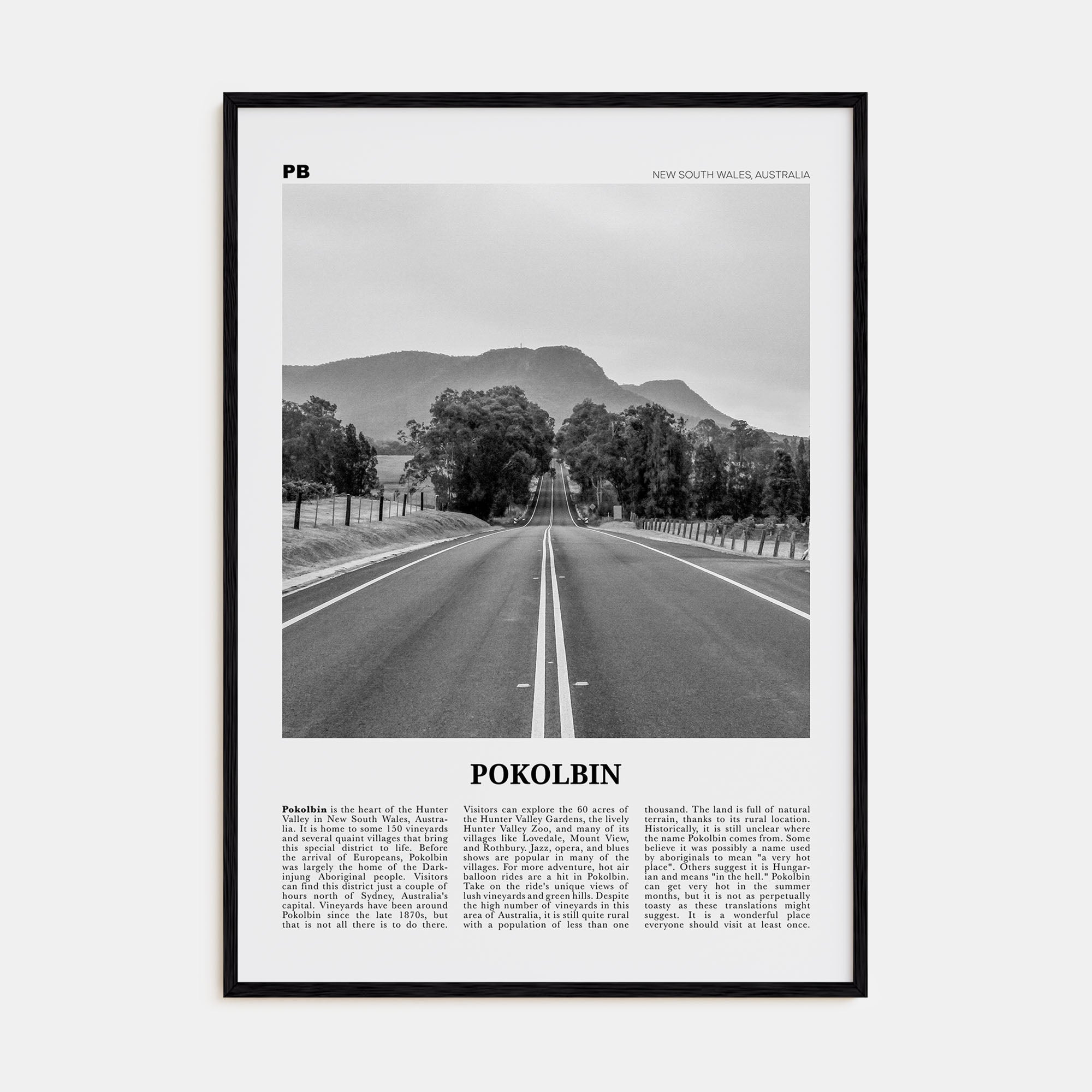 Pokolbin Travel B&W Poster