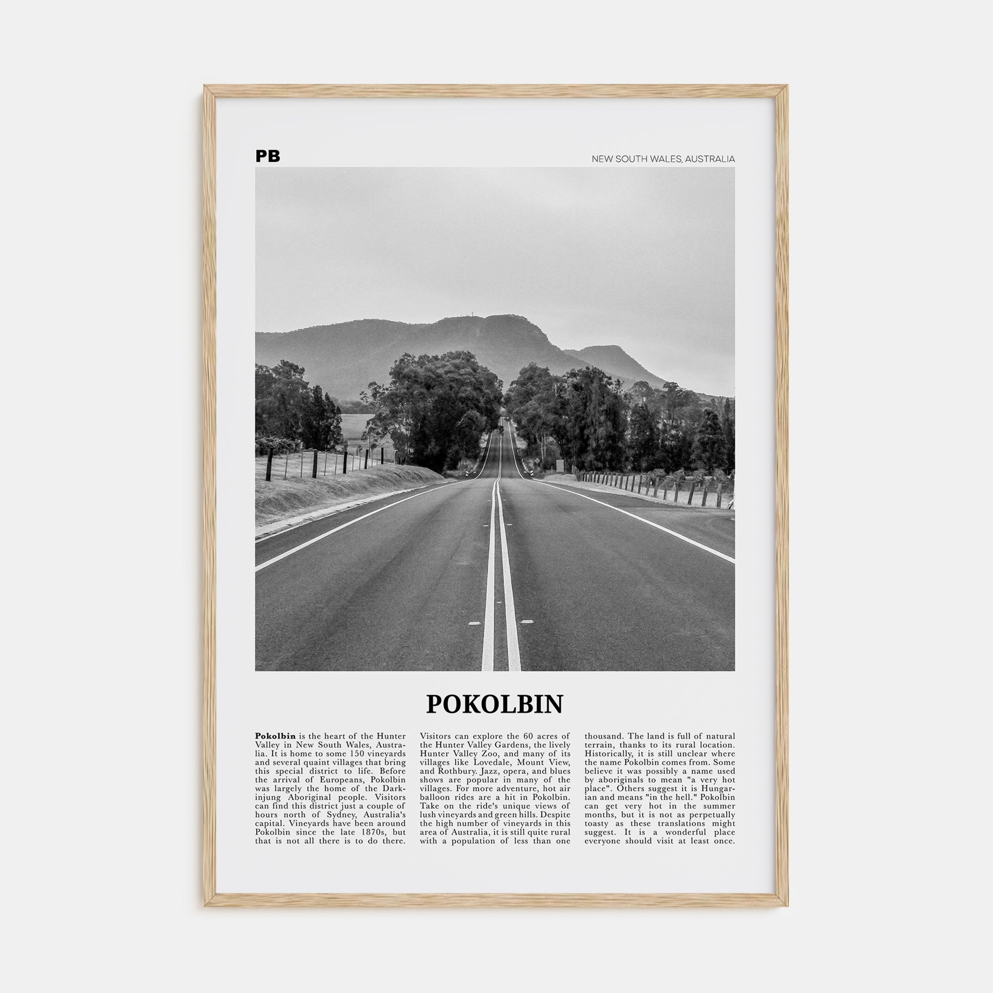 Pokolbin Travel B&W Poster