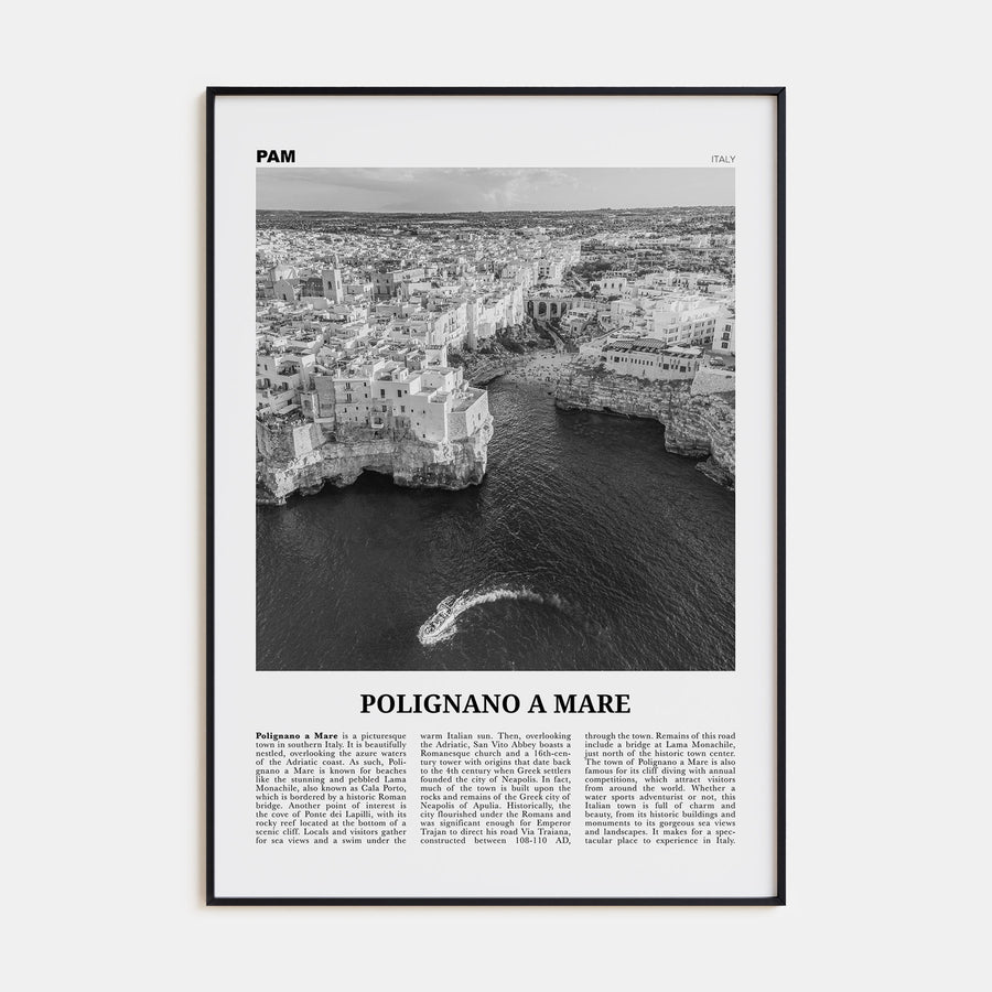 Polignano a Mare Travel B&W Poster