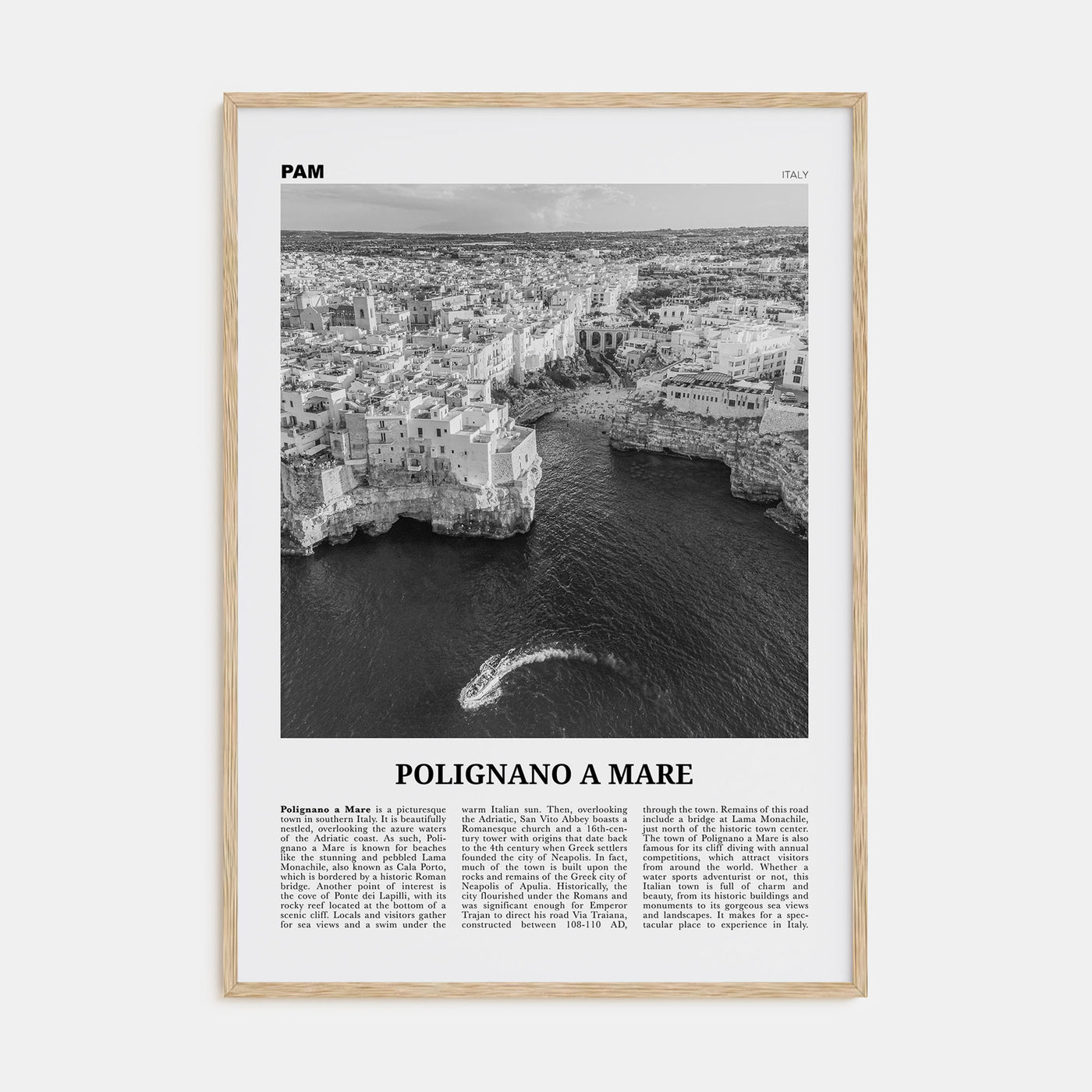 Polignano a Mare Travel B&W Poster