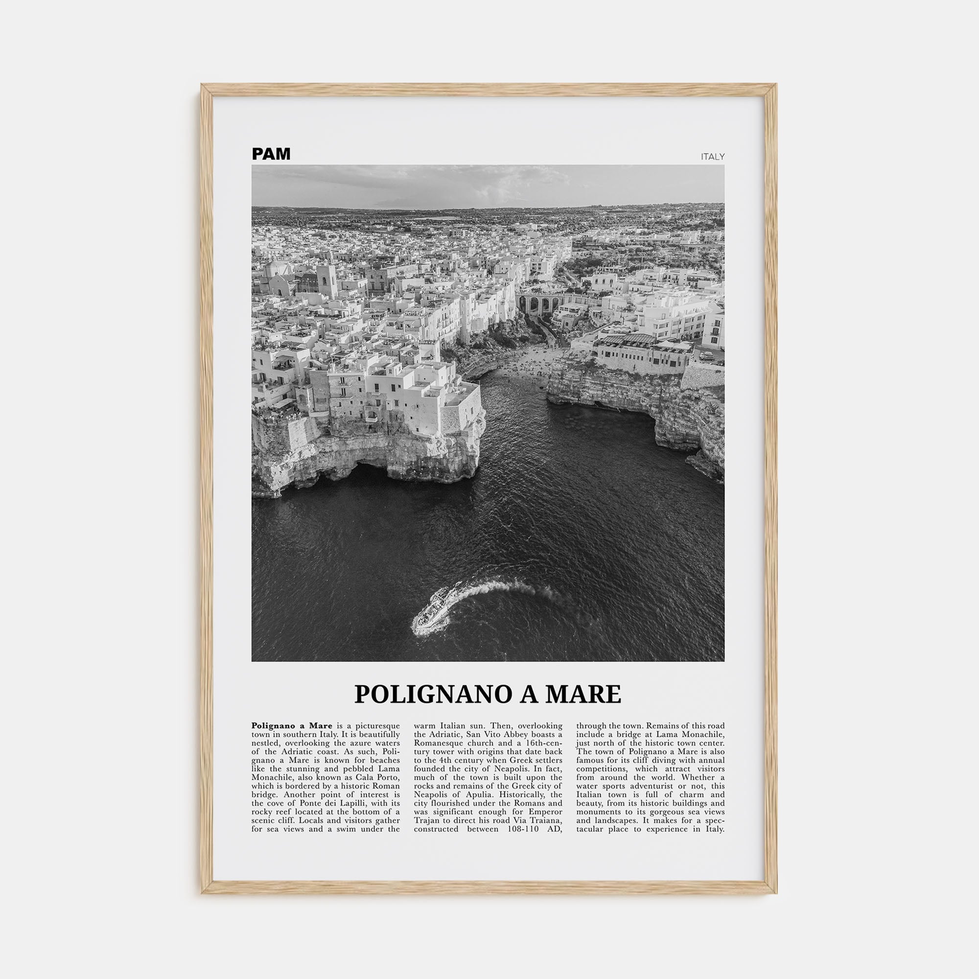 Polignano a Mare Travel B&W Poster