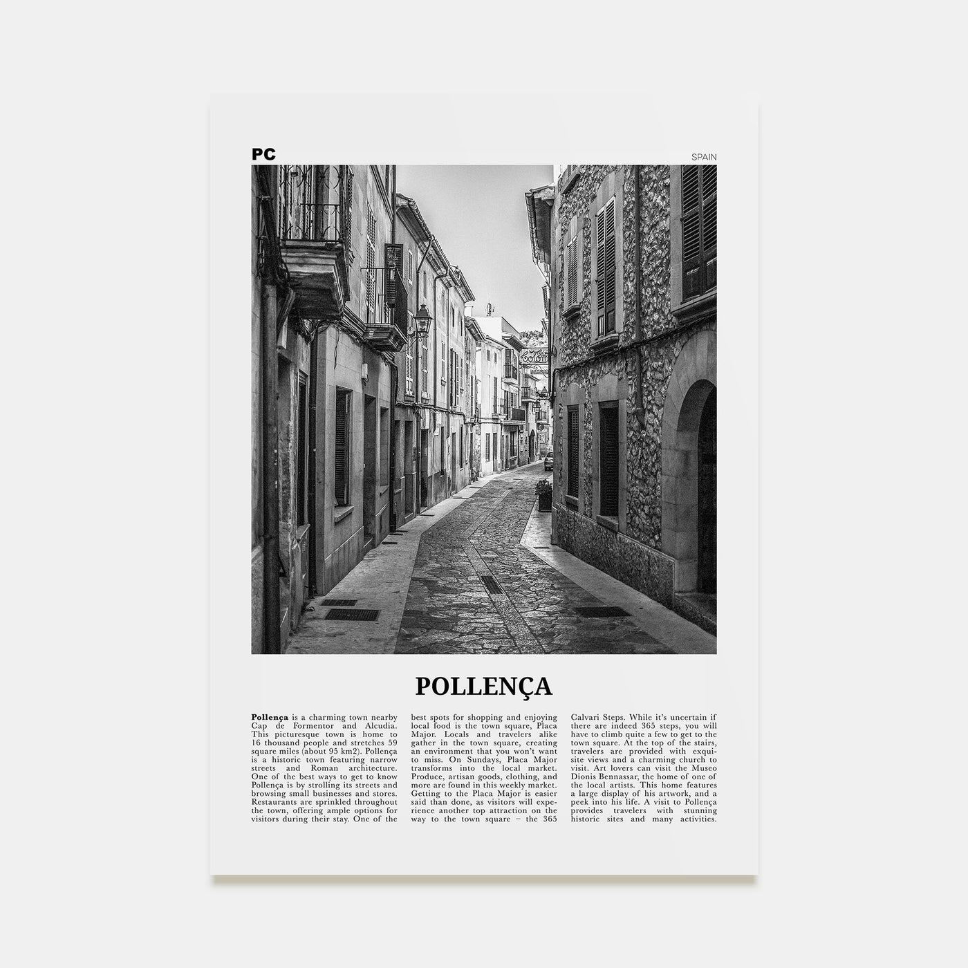 Pollença Travel B&W Poster