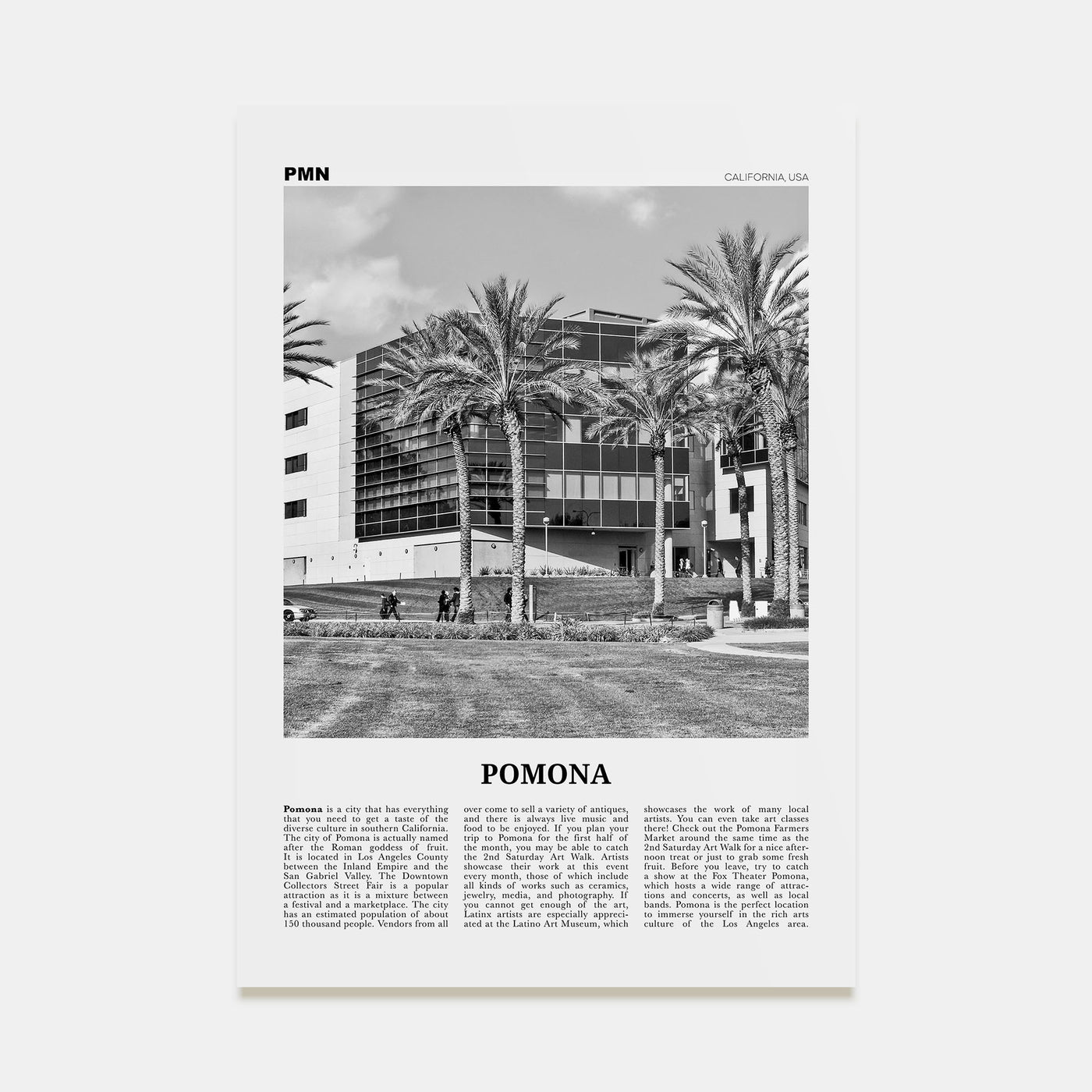 Pomona Travel B&W Poster
