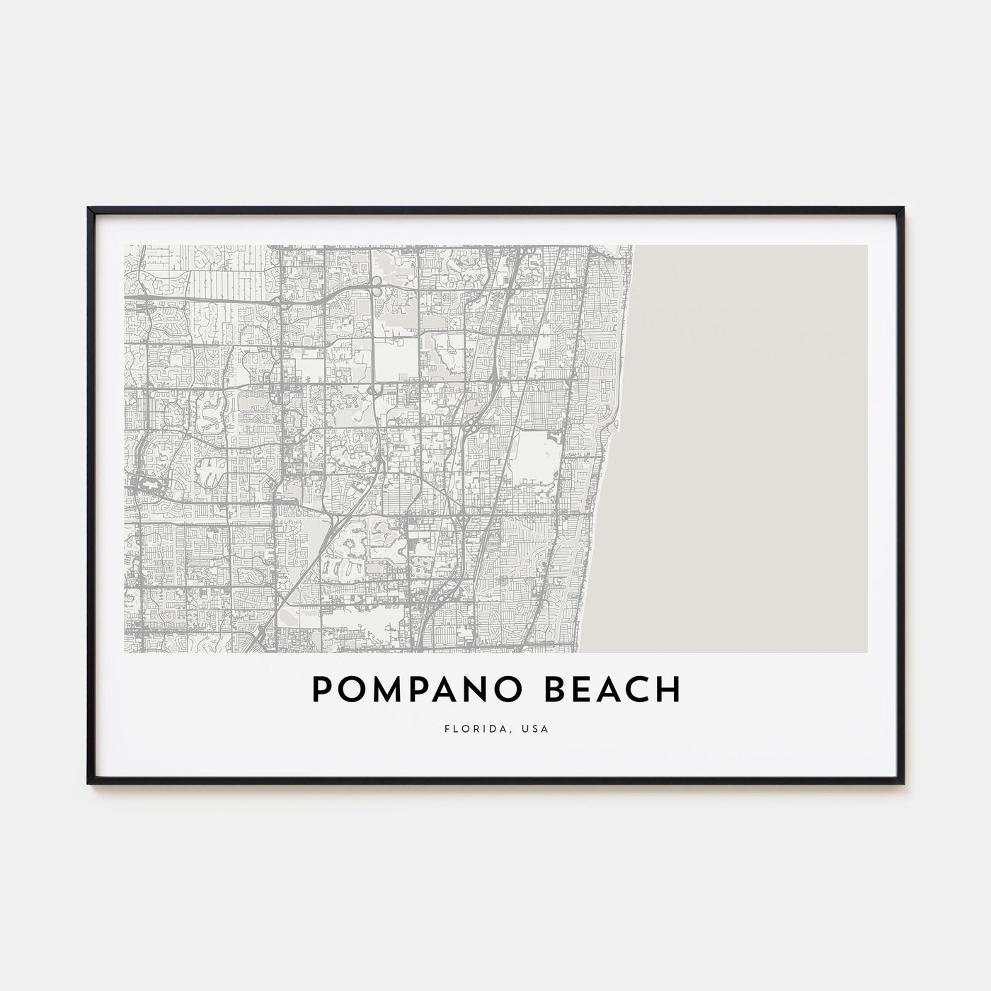 Pompano Beach Map Landscape Poster