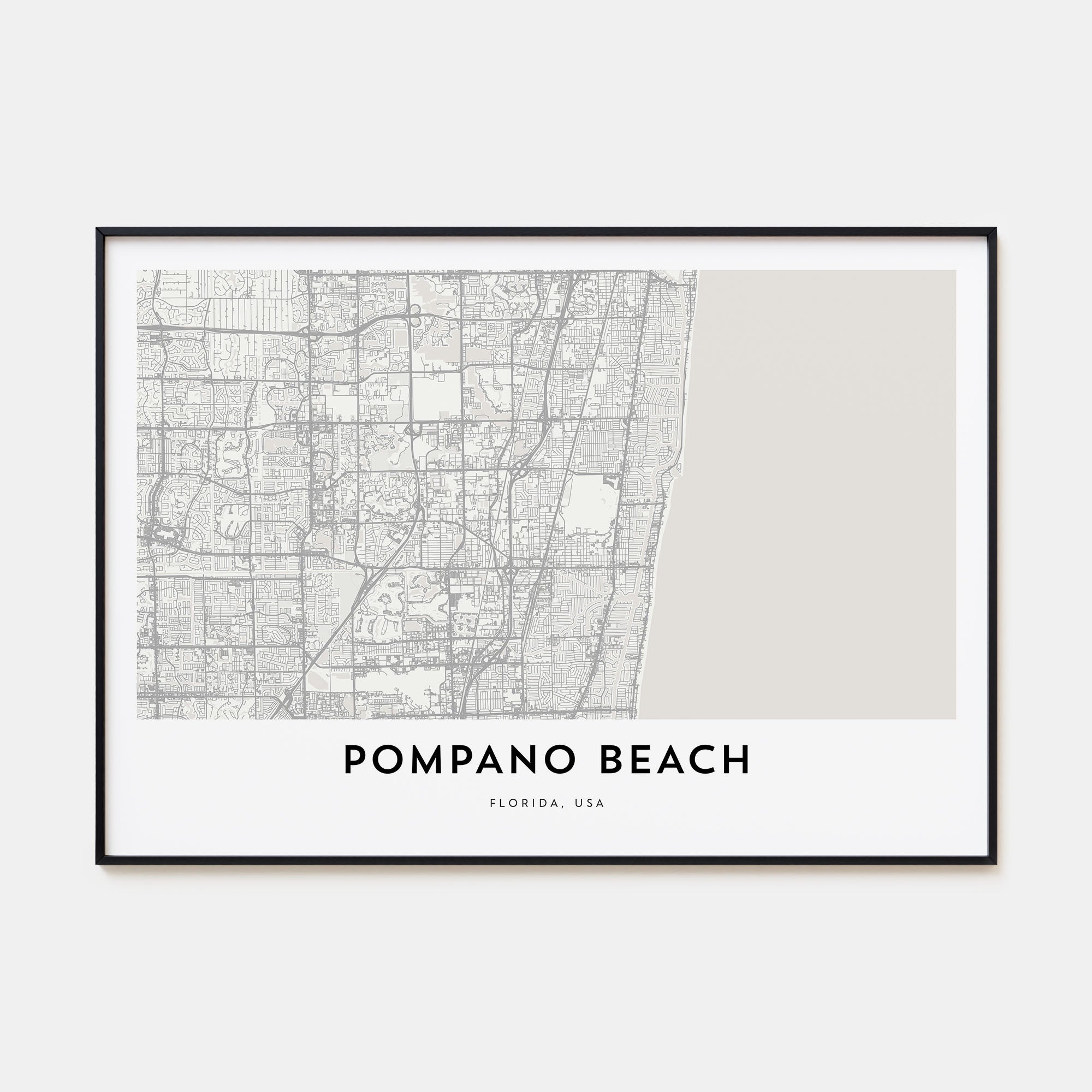 Pompano Beach Map Landscape Poster