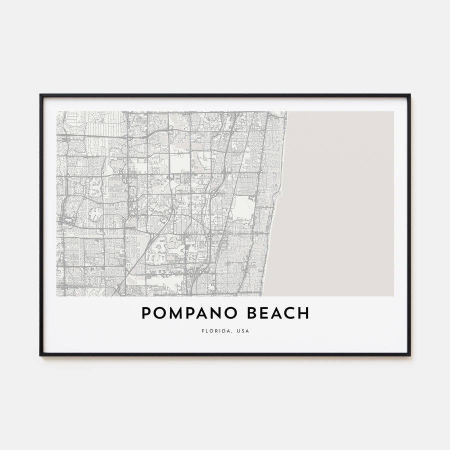 Pompano Beach Map Landscape Poster