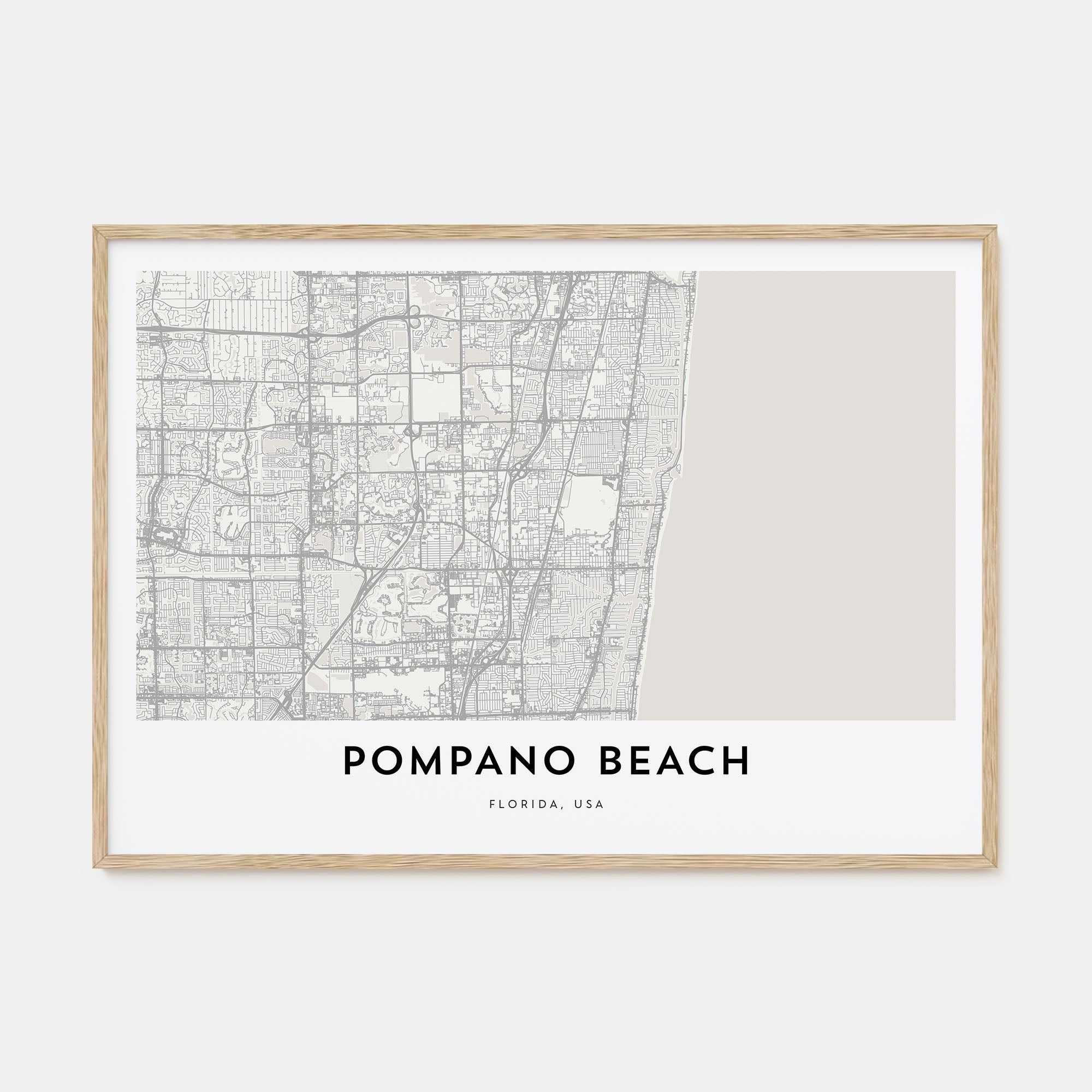 Pompano Beach Map Landscape Poster