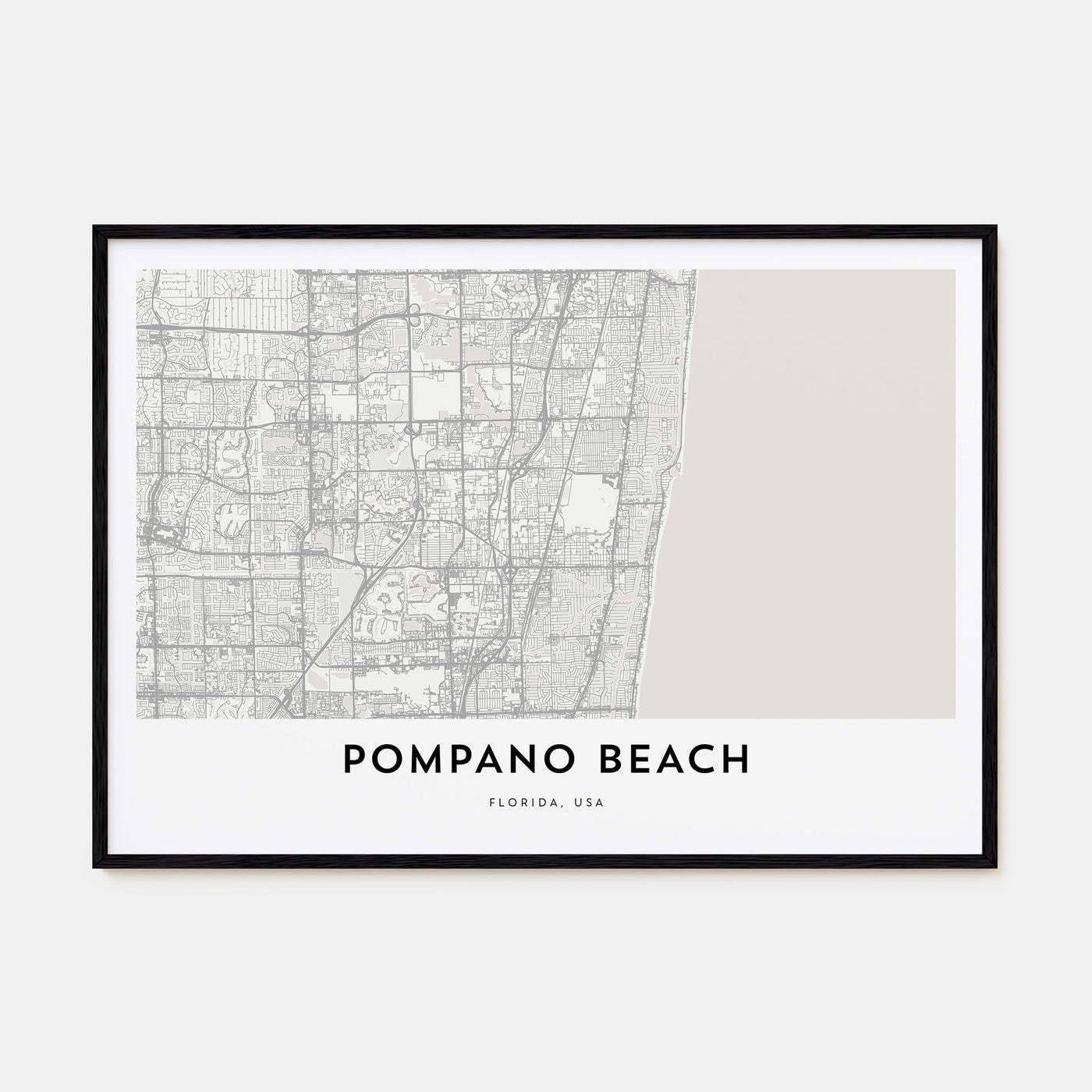 Pompano Beach Map Landscape Poster