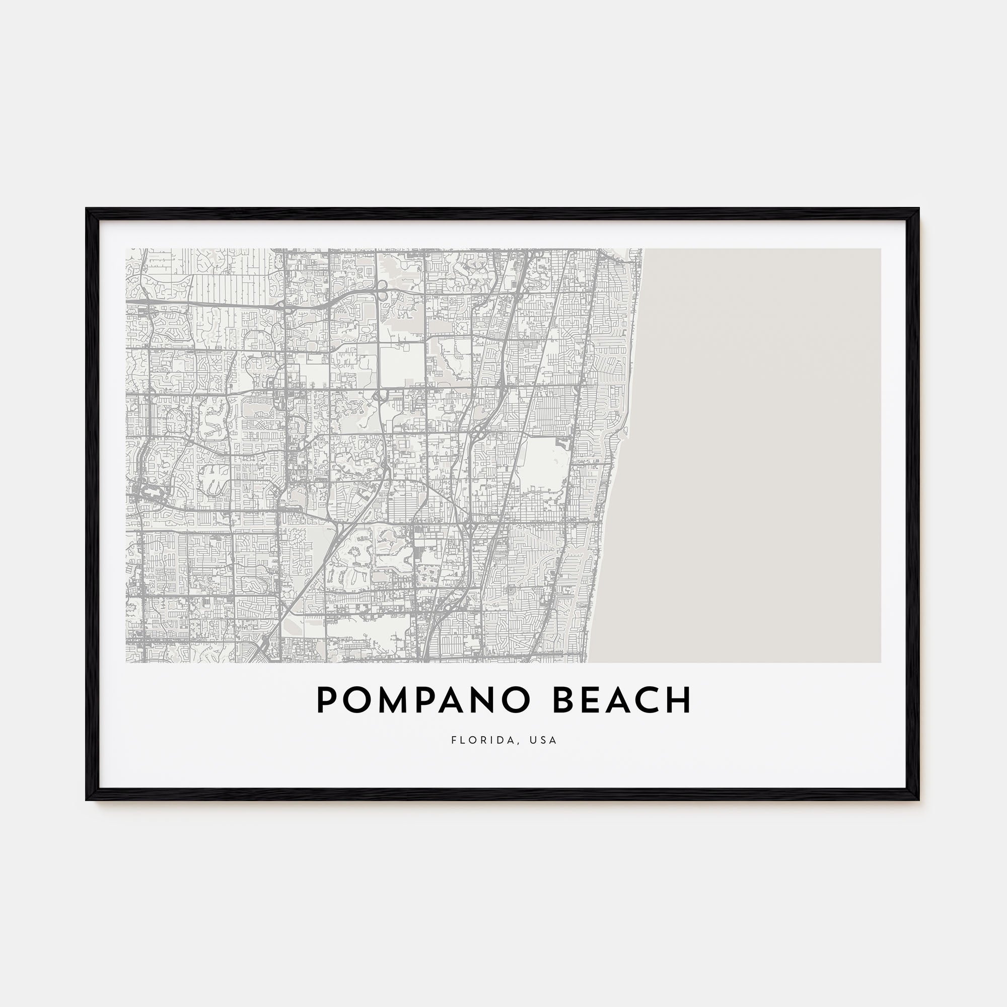 Pompano Beach Map Landscape Poster
