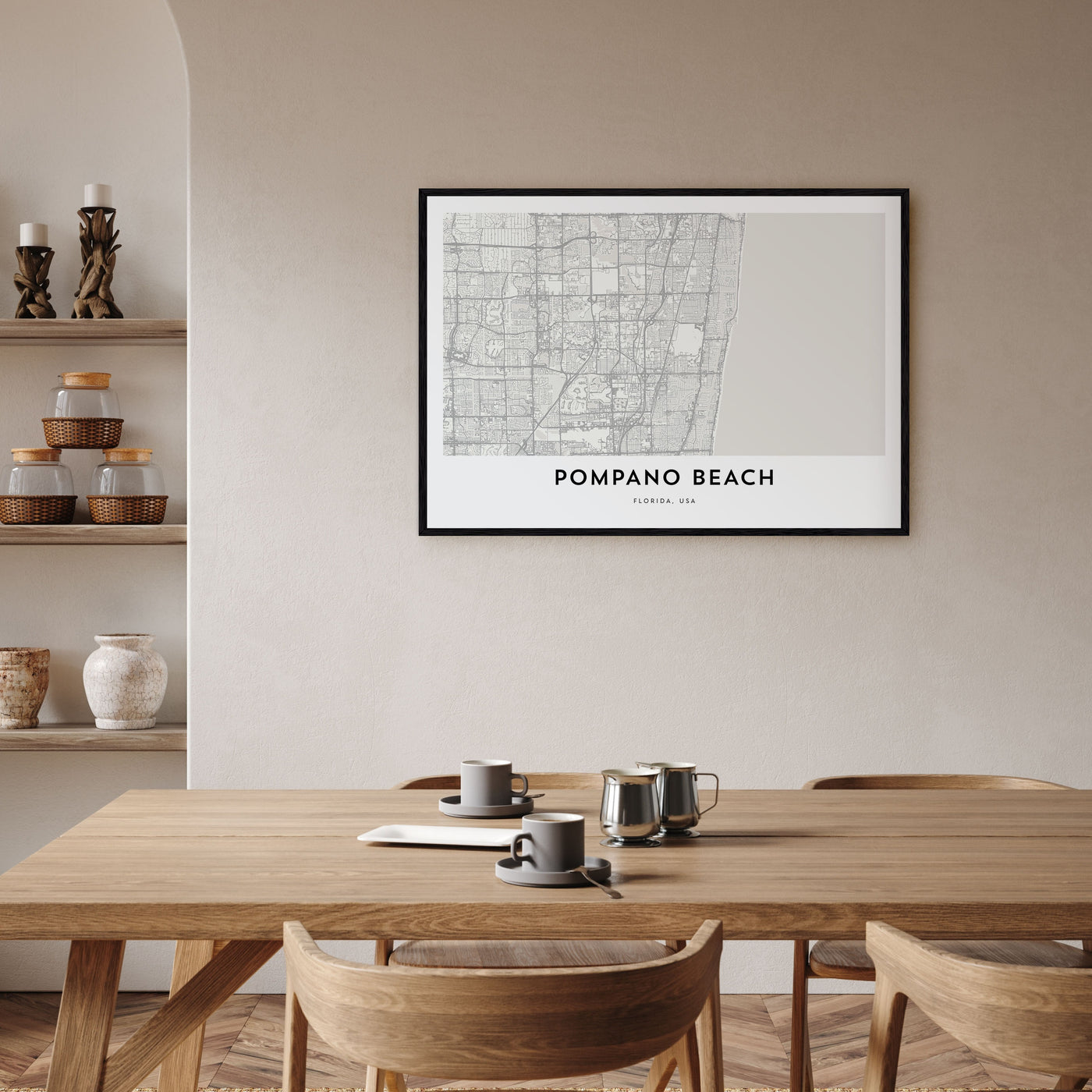 Pompano Beach Map Landscape Poster