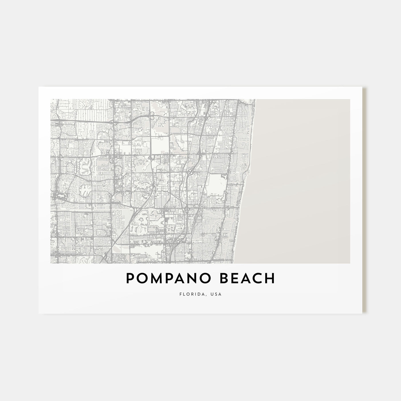 Pompano Beach Map Landscape Poster