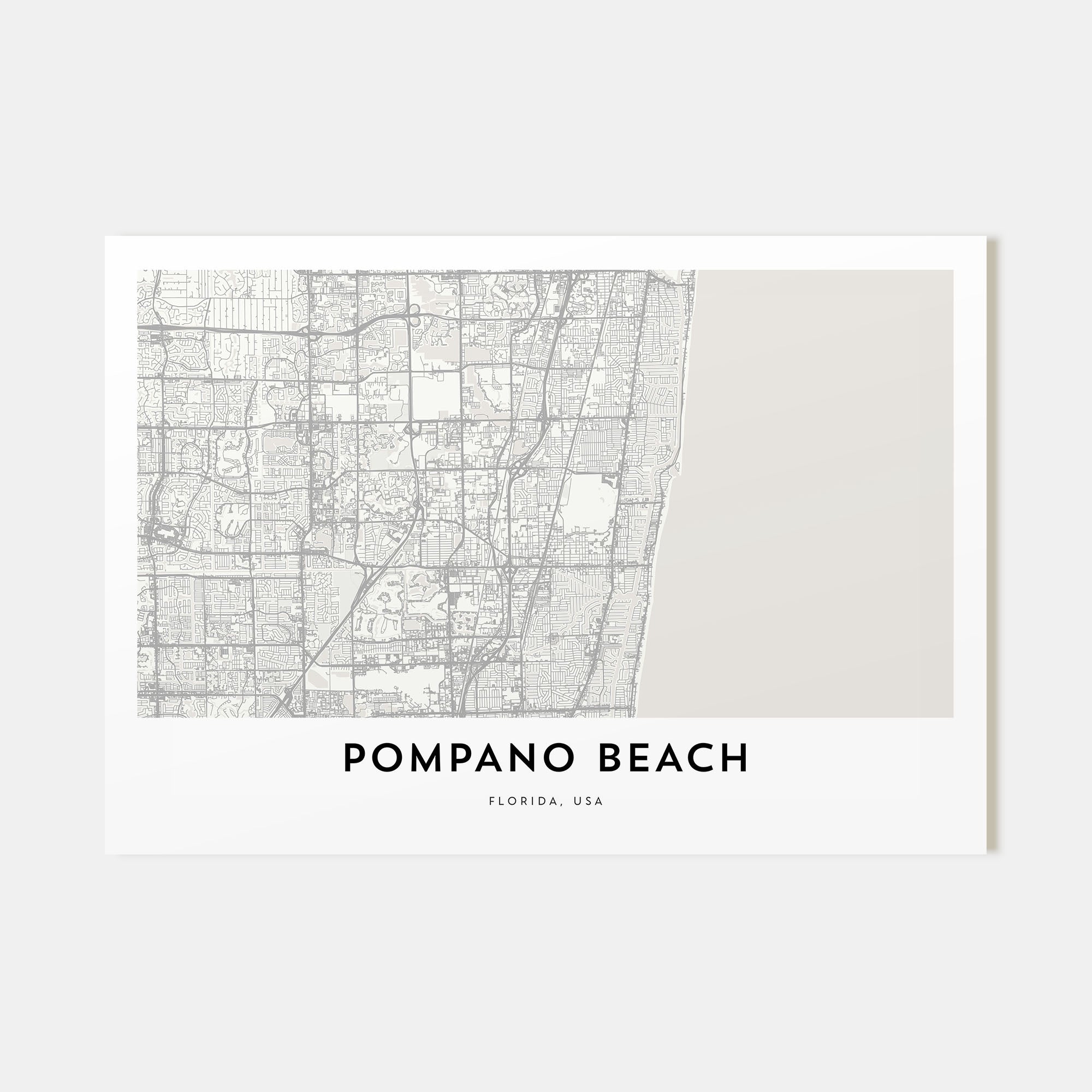 Pompano Beach Map Landscape Poster