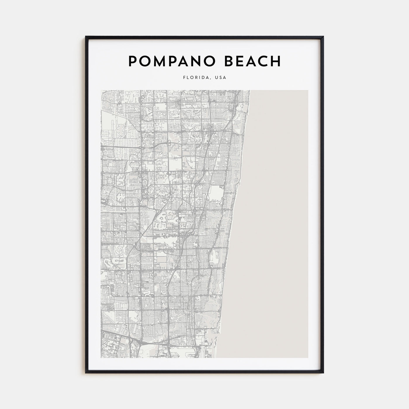 Pompano Beach Map Portrait Poster