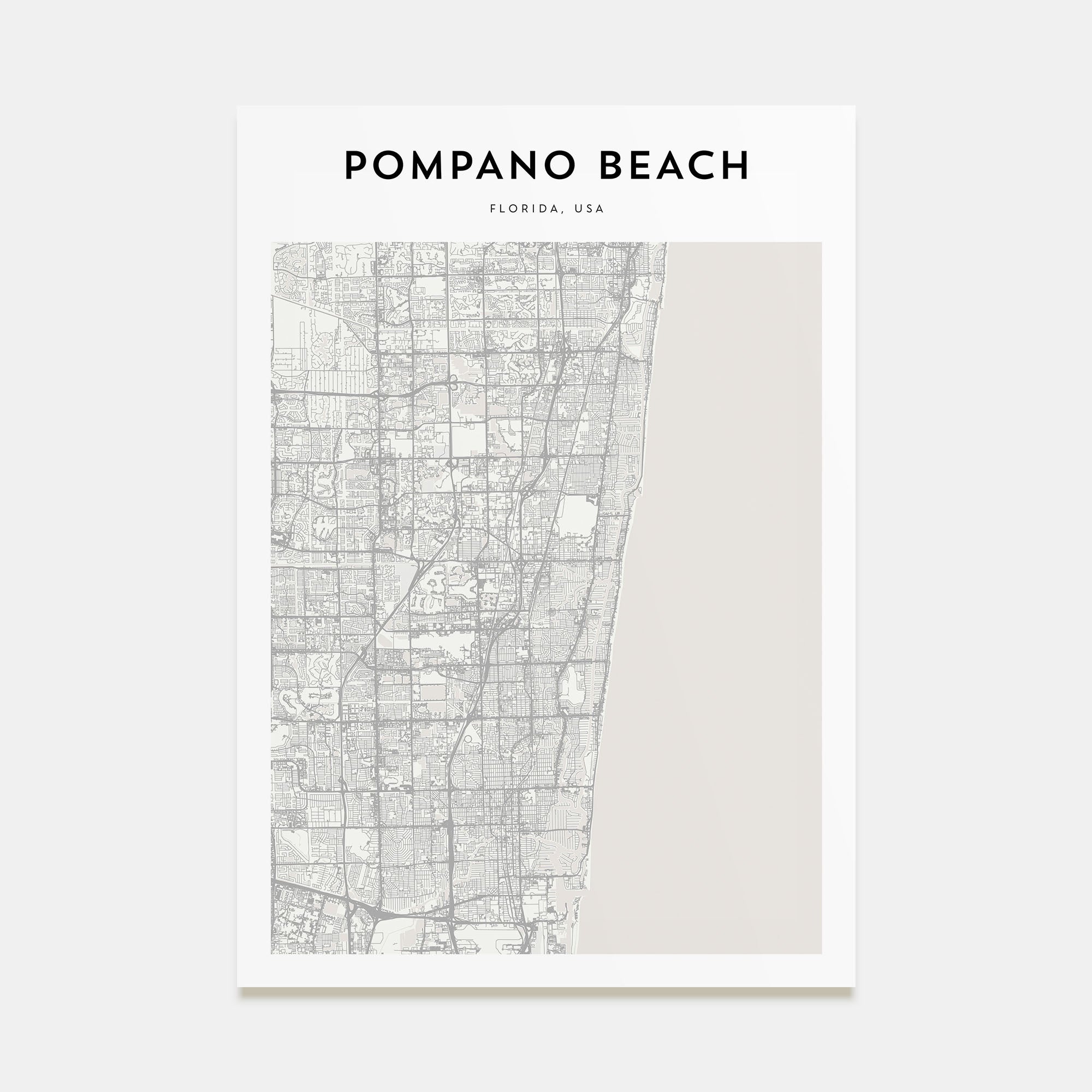 Pompano Beach Map Portrait Poster