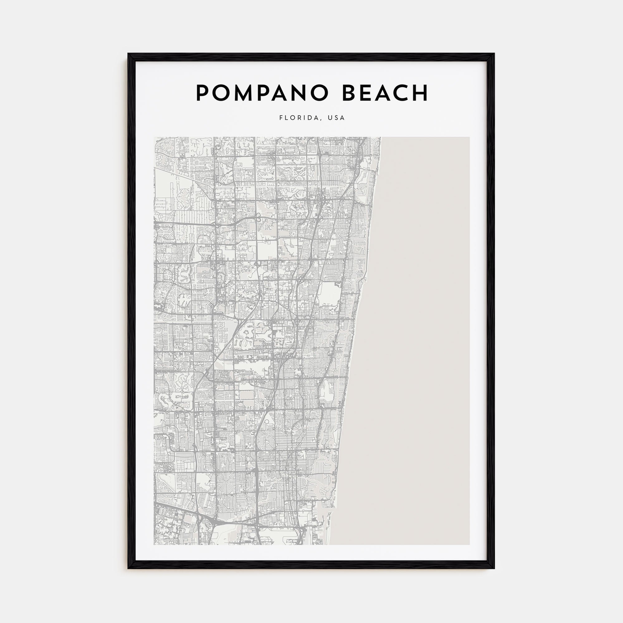 Pompano Beach Map Portrait Poster