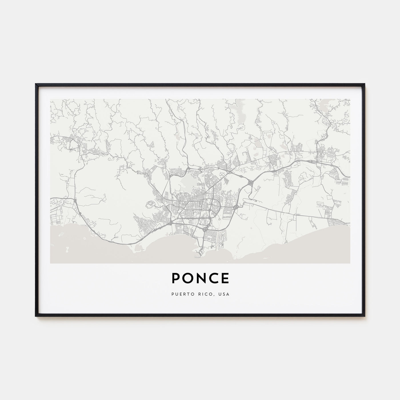 Ponce Map Landscape Poster