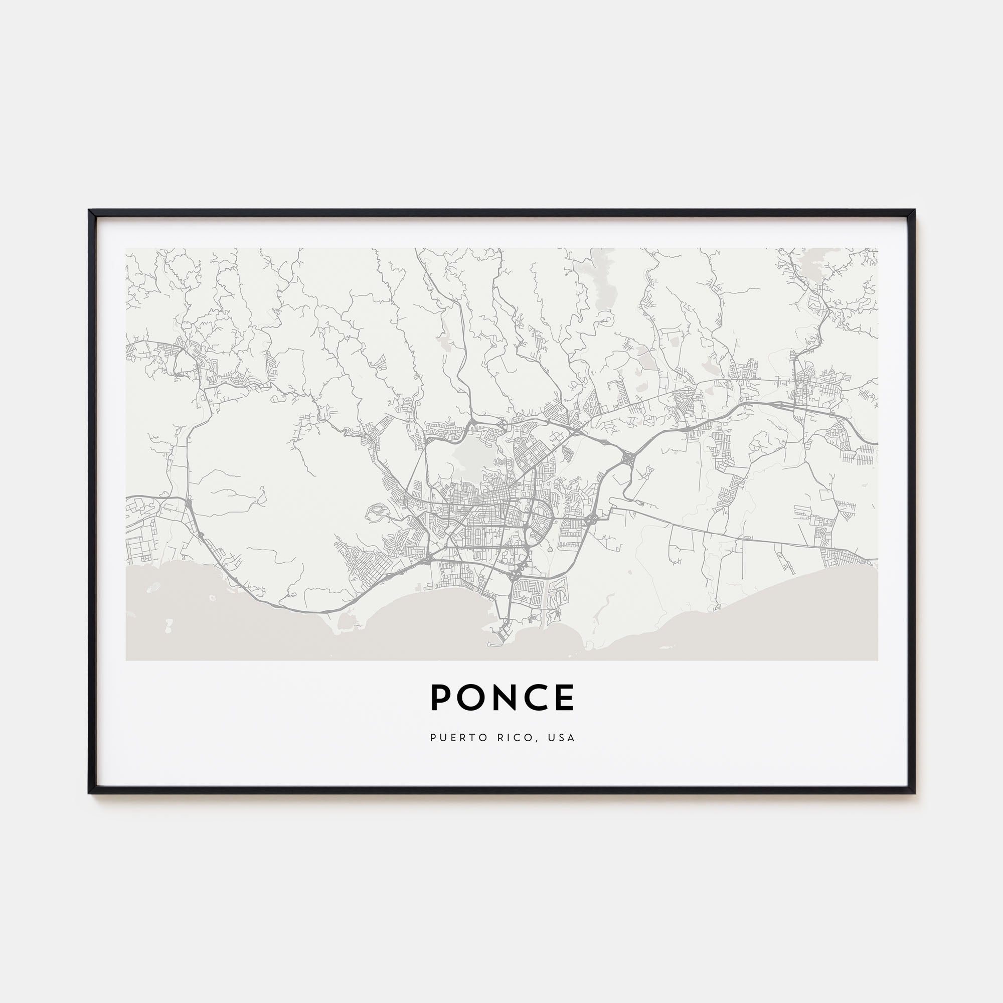 Ponce Map Landscape Poster