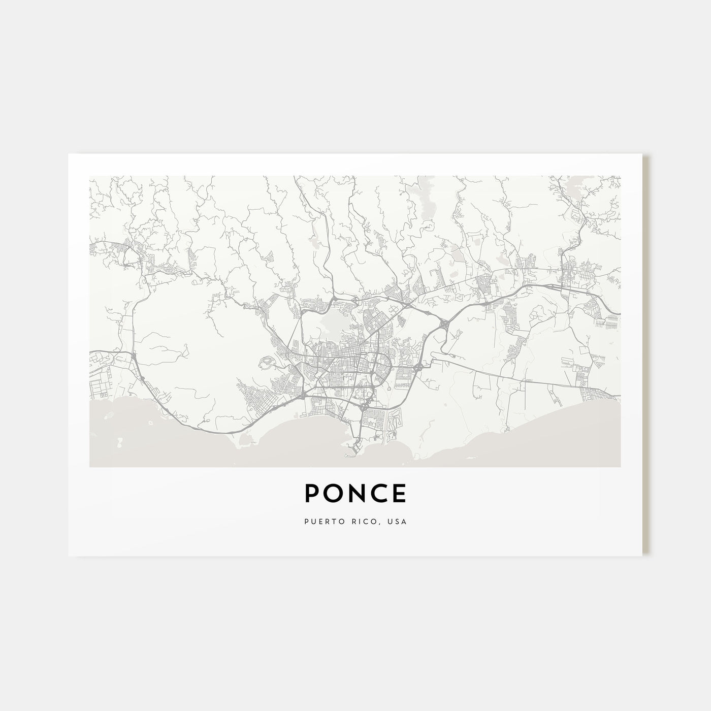 Ponce Map Landscape Poster
