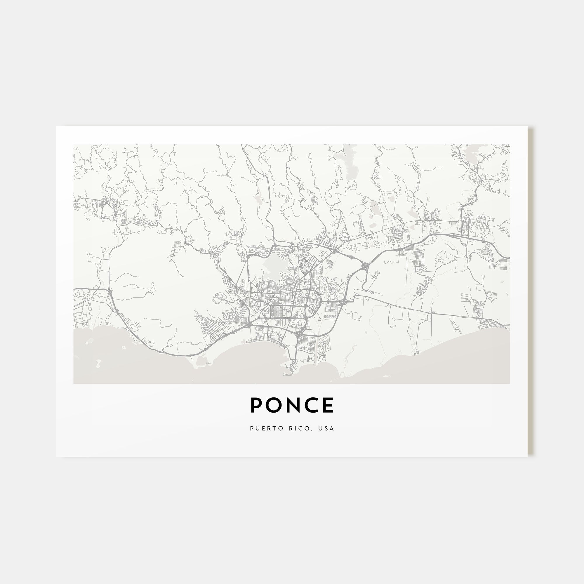 Ponce Map Landscape Poster