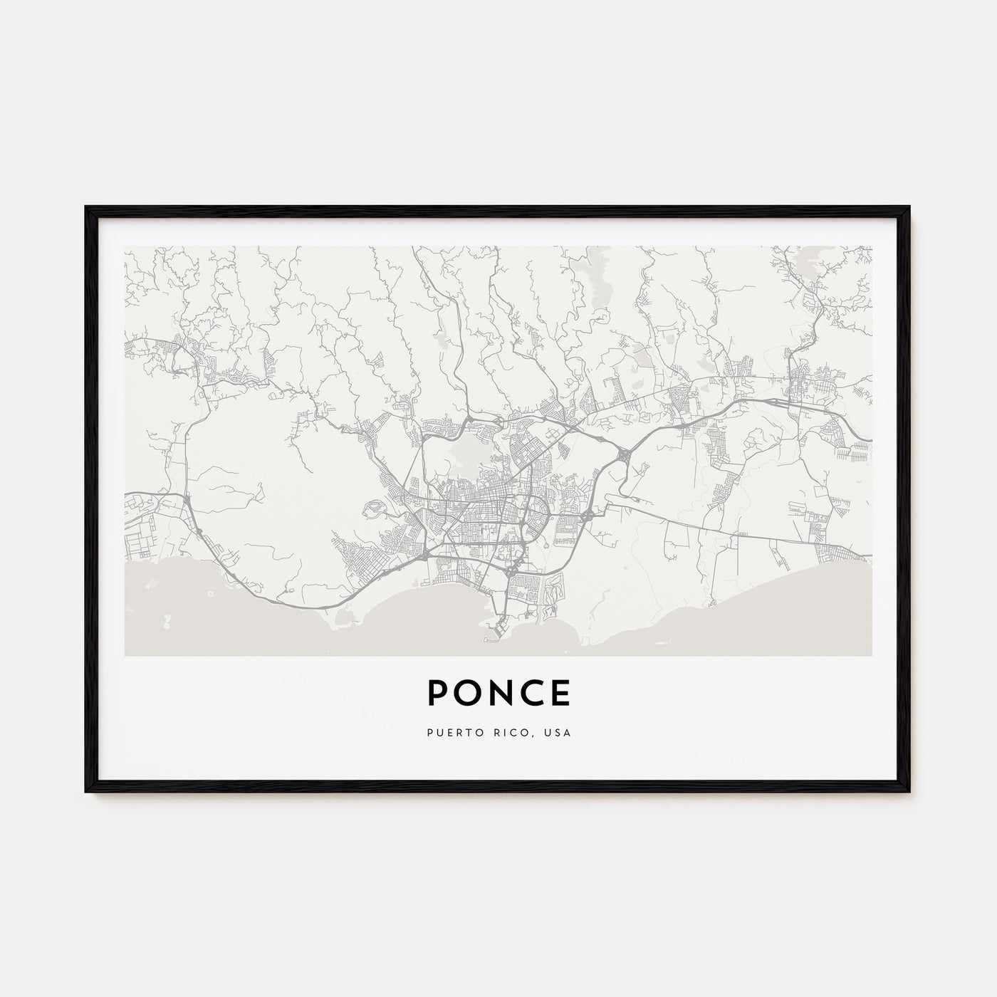 Ponce Map Landscape Poster