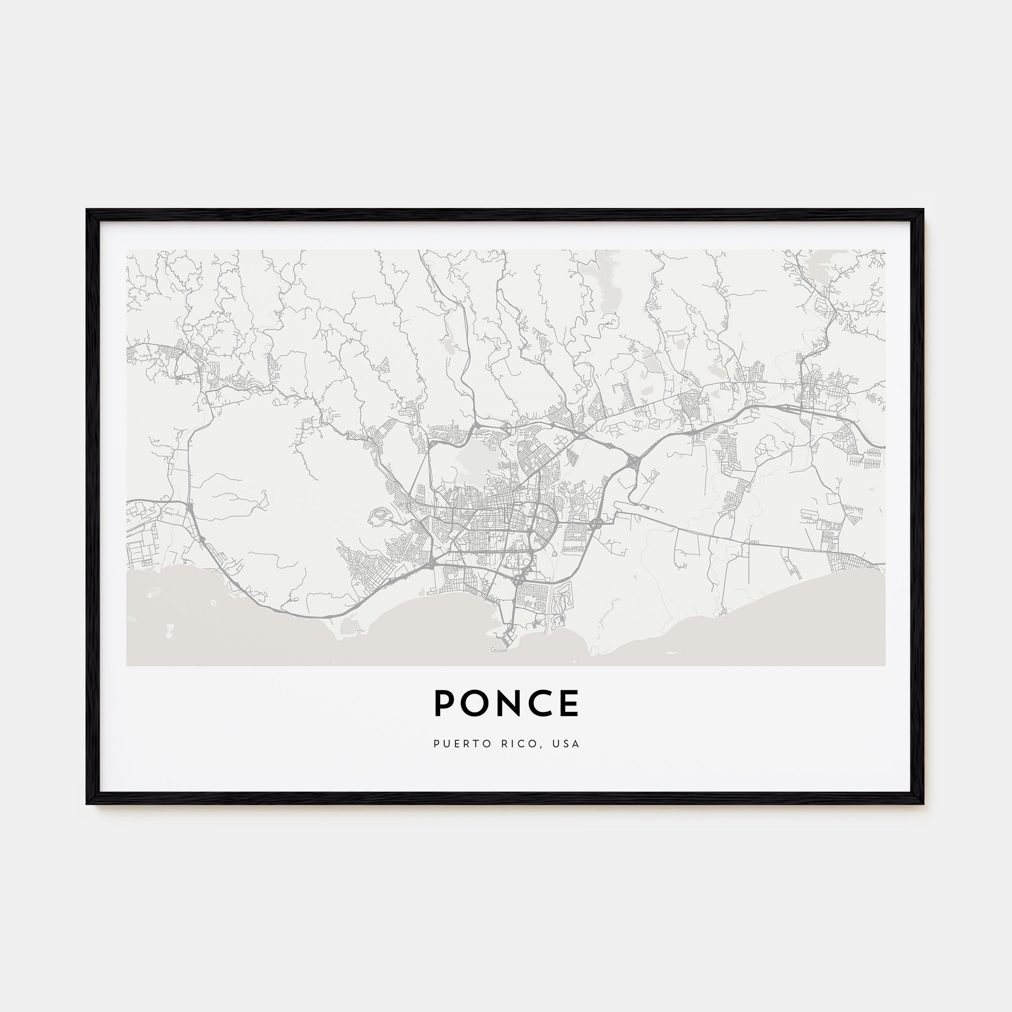 Ponce Map Landscape Poster