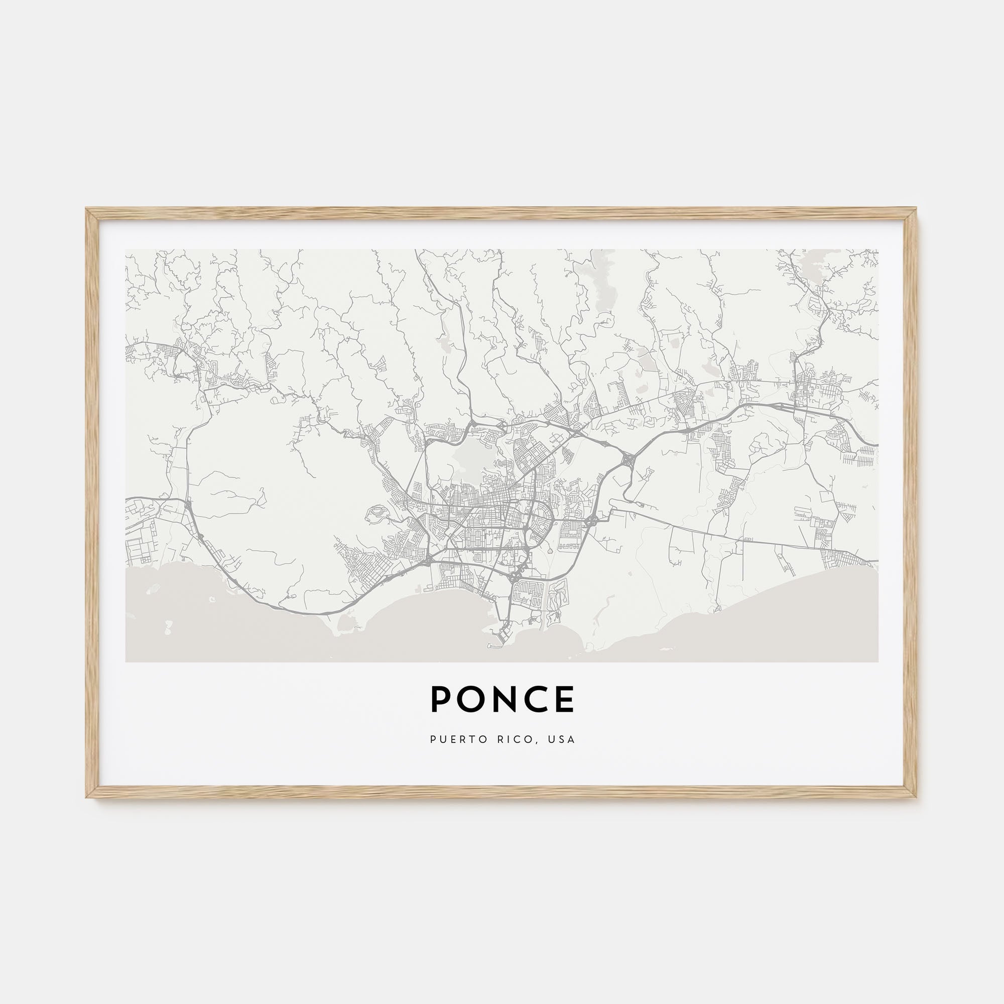 Ponce Map Landscape Poster