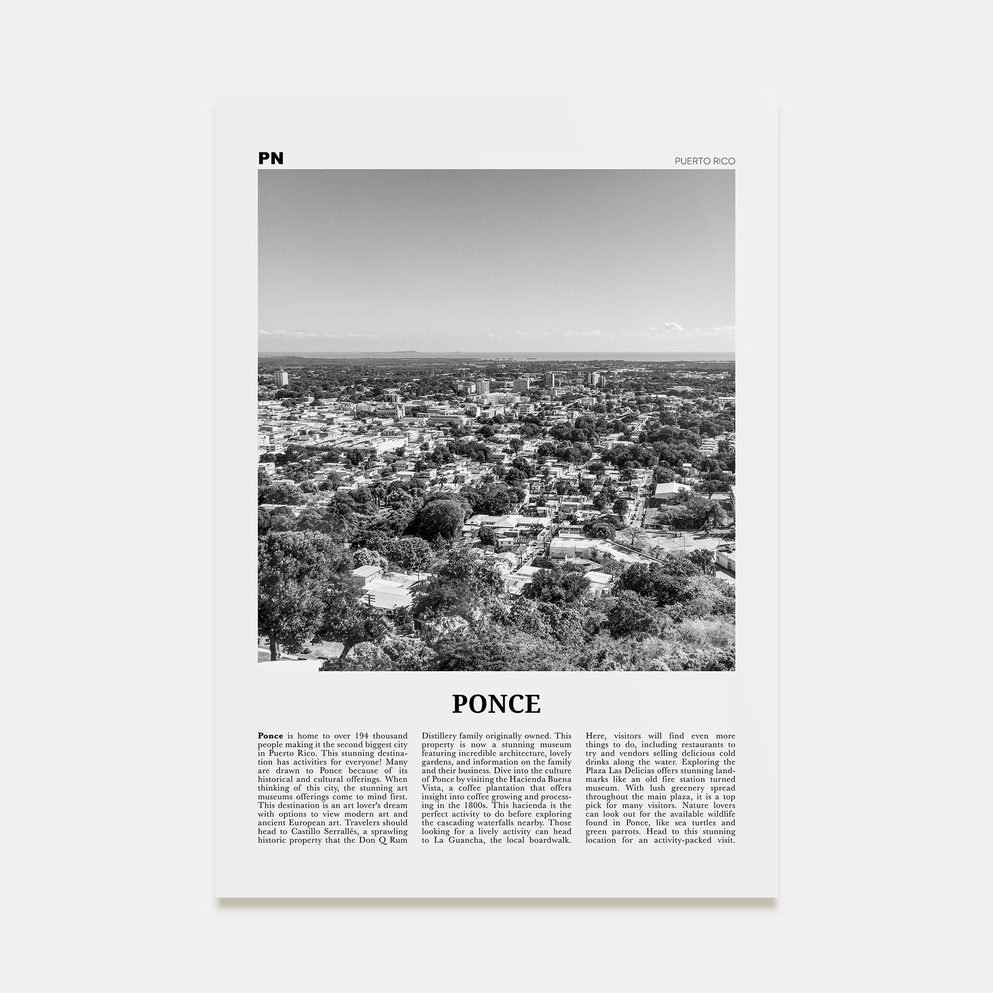 Ponce Travel B&W Poster