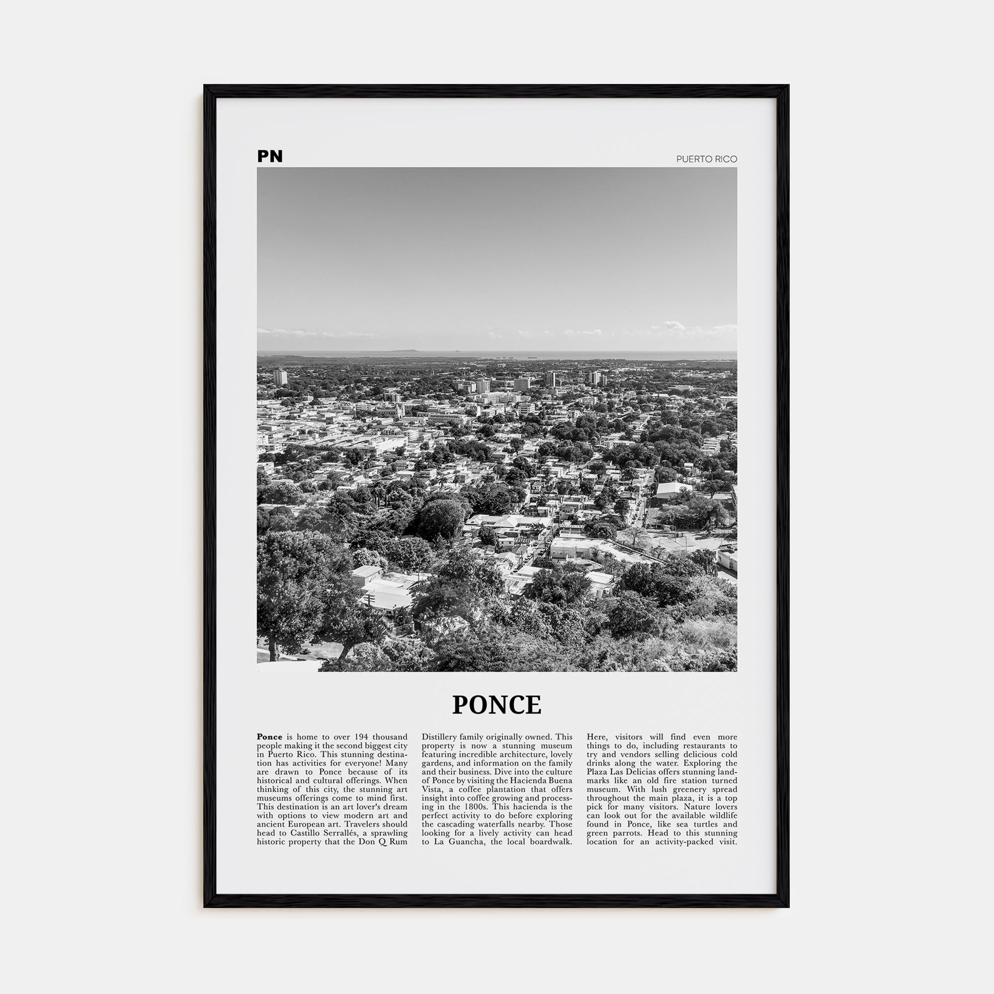 Ponce Travel B&W Poster