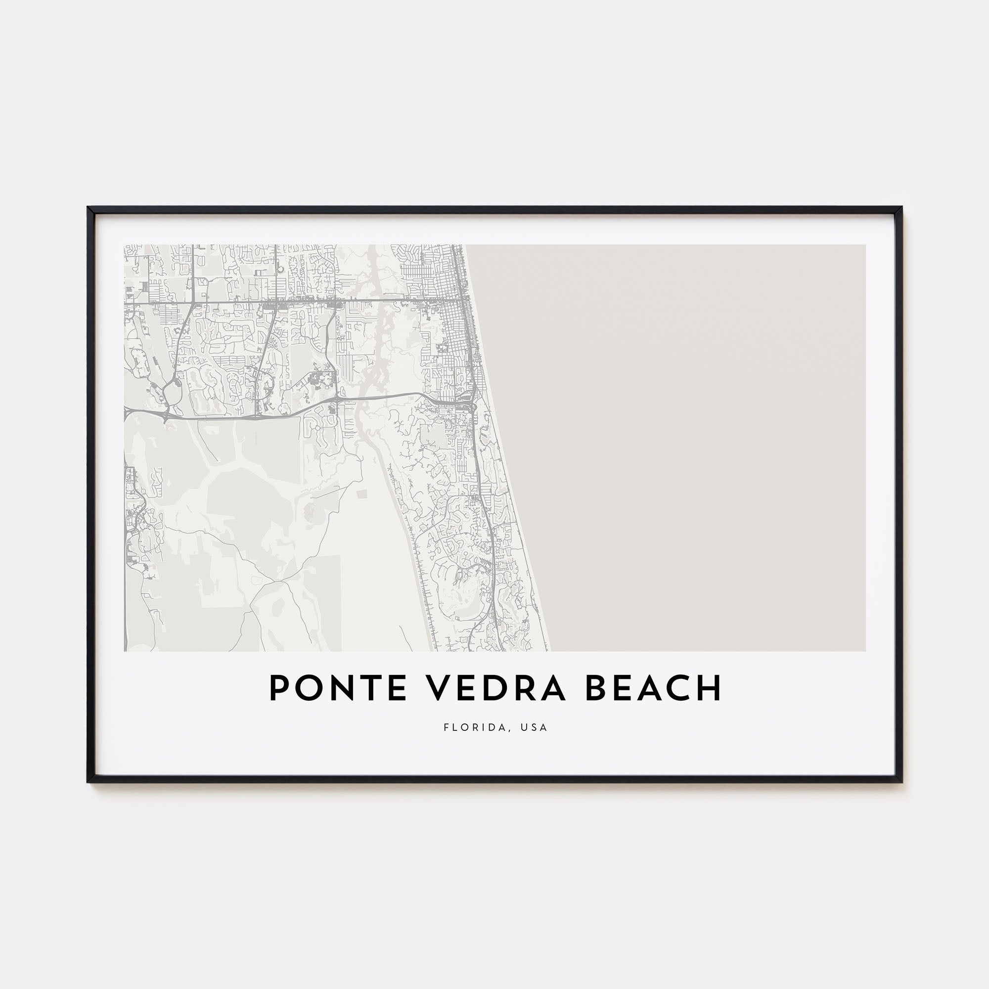 Ponte Vedra Beach Map Landscape Poster