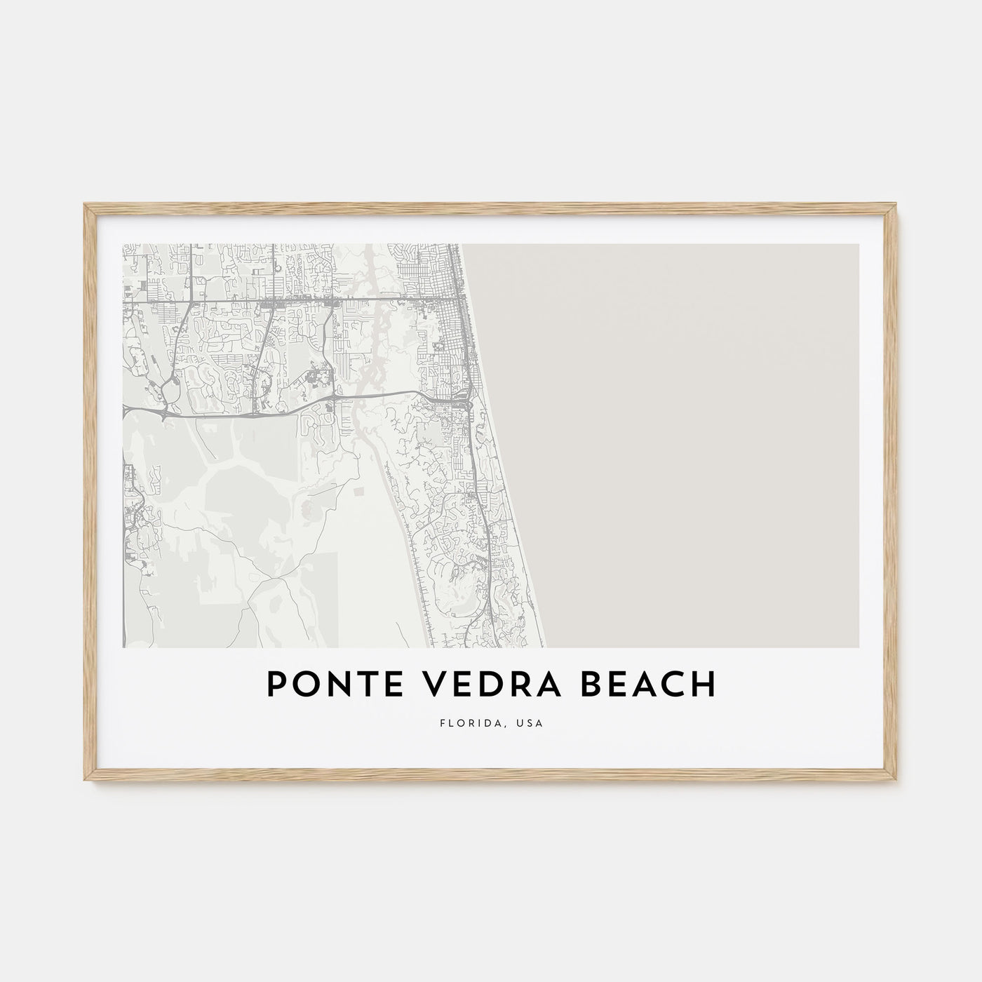 Ponte Vedra Beach Map Landscape Poster