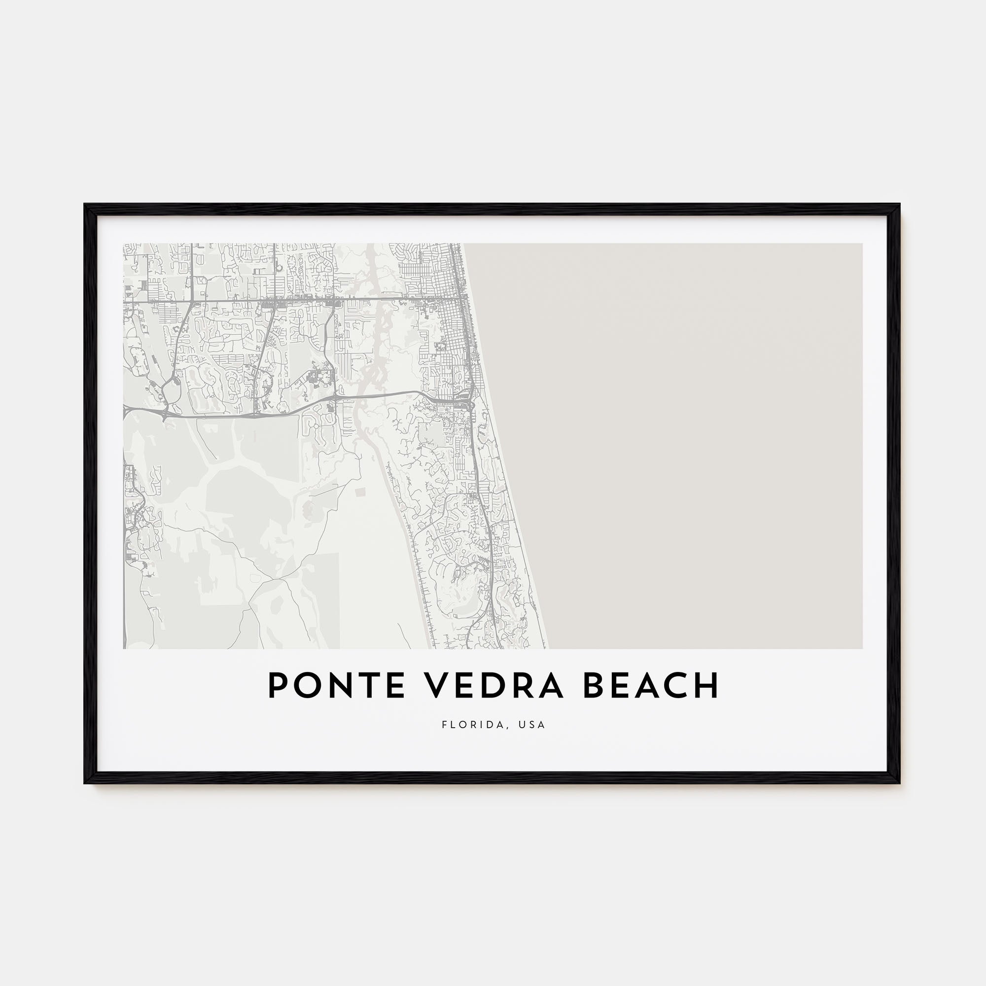 Ponte Vedra Beach Map Landscape Poster