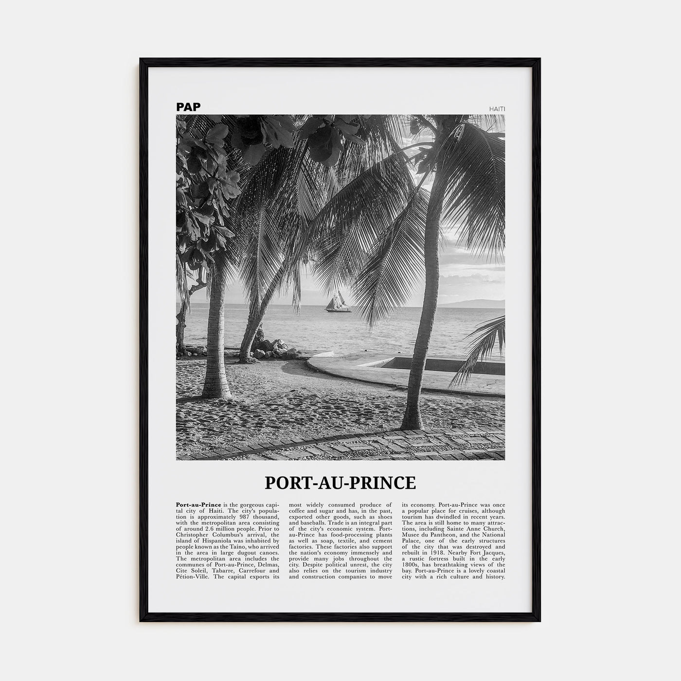 Port-au-Prince Travel B&W Poster