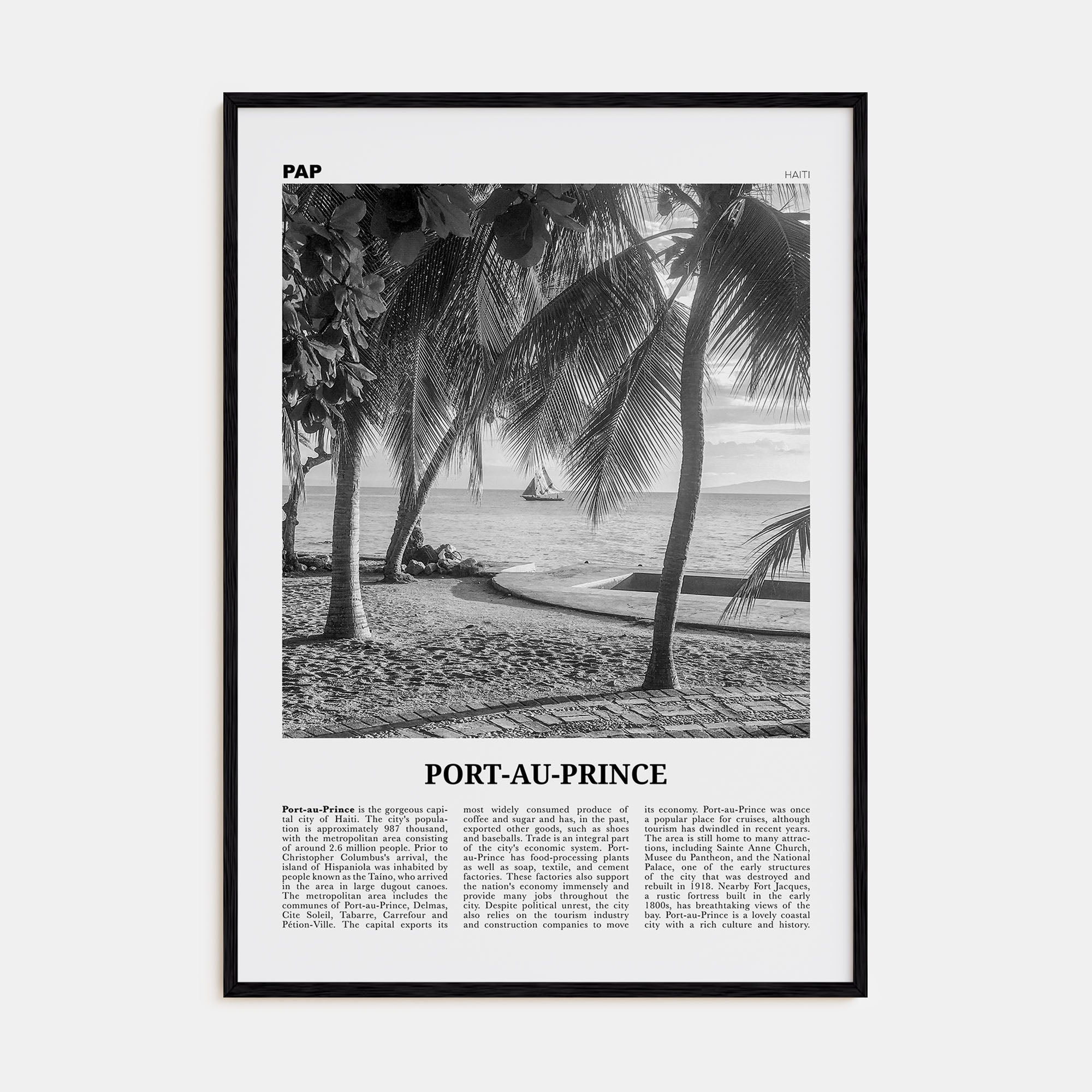 Port-au-Prince Travel B&W Poster
