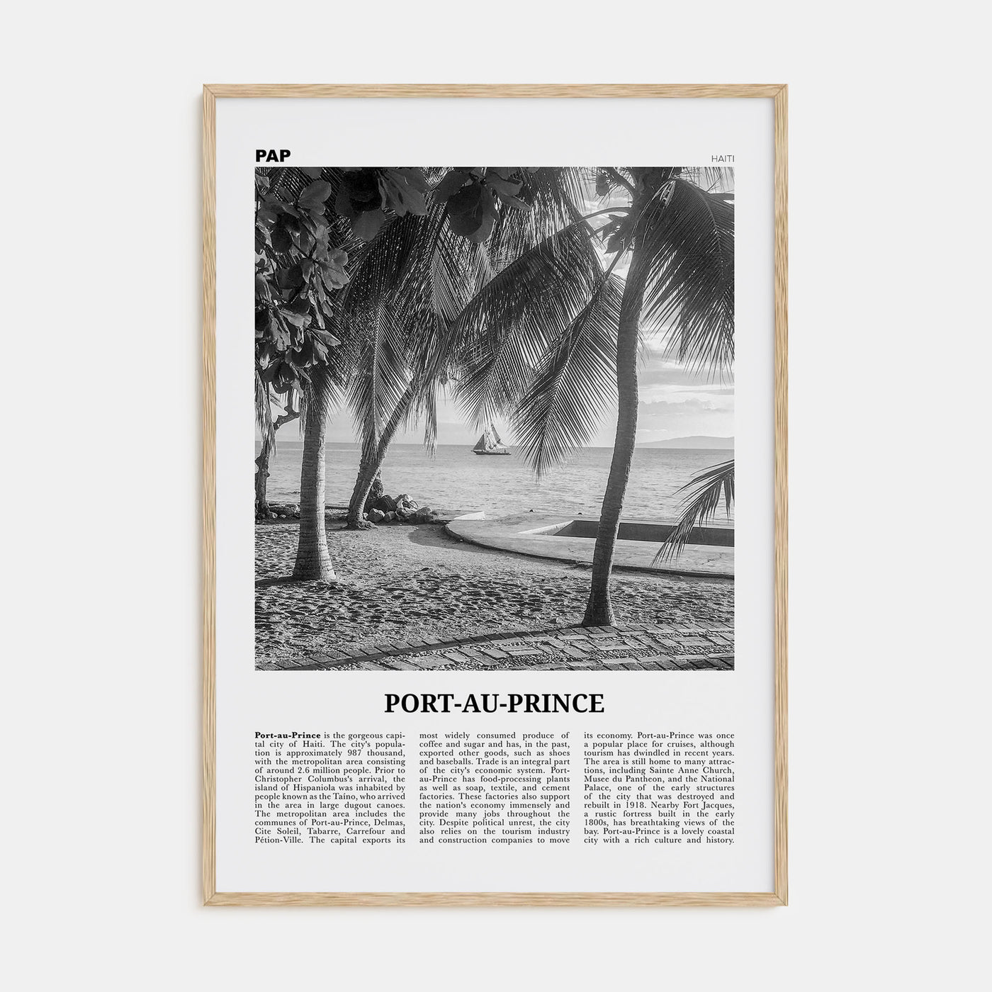 Port-au-Prince Travel B&W Poster