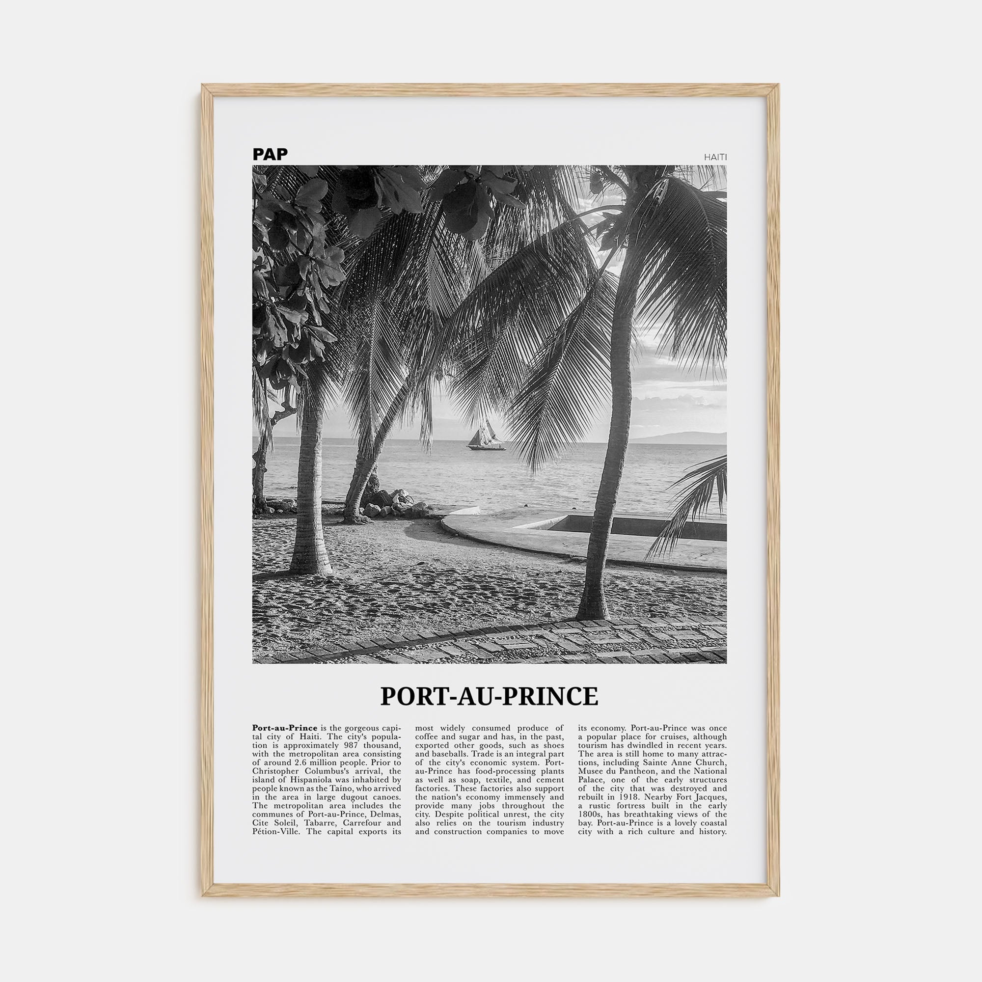 Port-au-Prince Travel B&W Poster